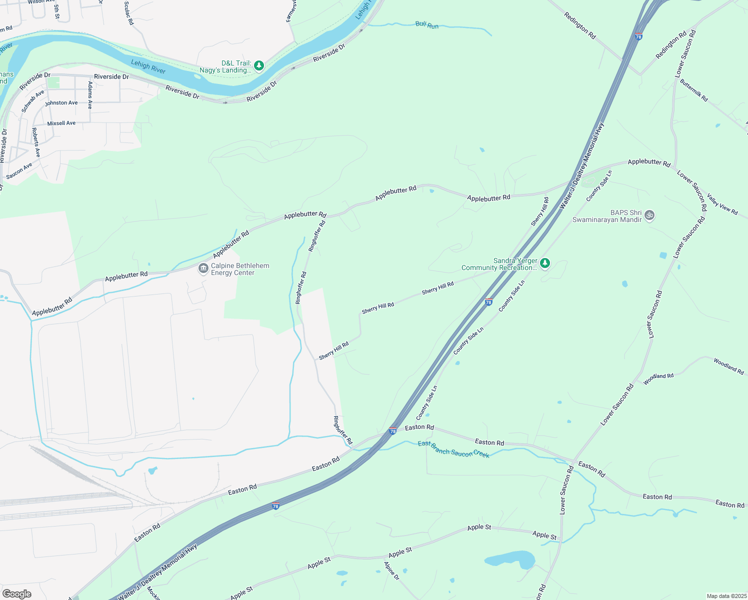 map of restaurants, bars, coffee shops, grocery stores, and more near 4011 Sherry Hill Road in Hellertown