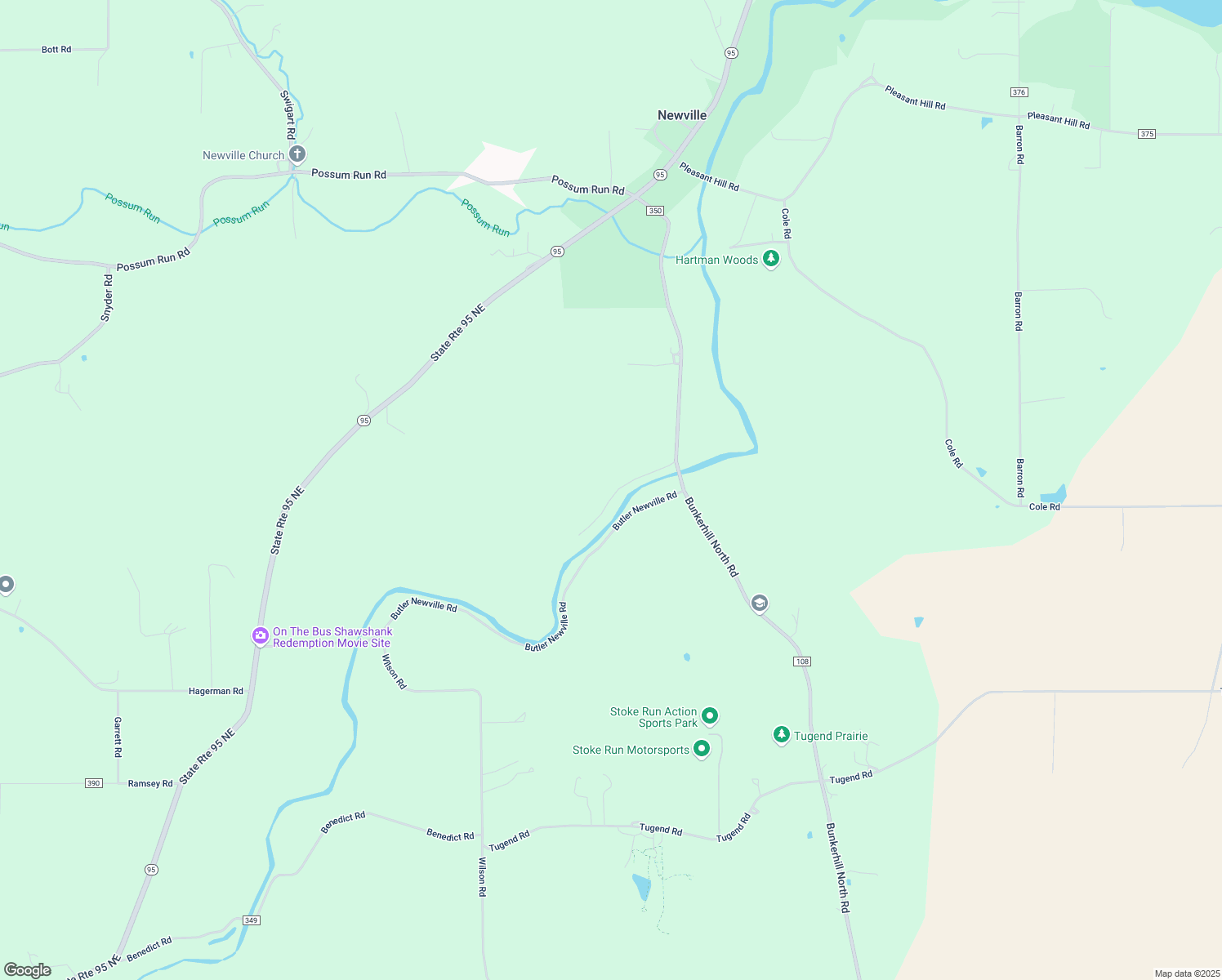 map of restaurants, bars, coffee shops, grocery stores, and more near 5160 Bunkerhill North Road in Butler