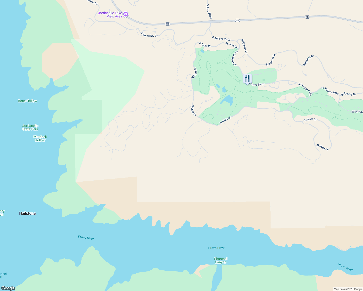 map of restaurants, bars, coffee shops, grocery stores, and more near 9555 East Lone Peak Drive in Kamas