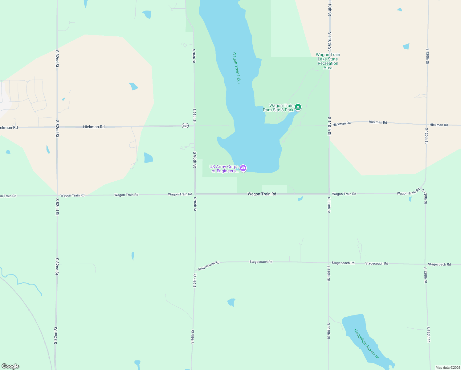map of restaurants, bars, coffee shops, grocery stores, and more near 10000 Wagon Train Road in Hickman