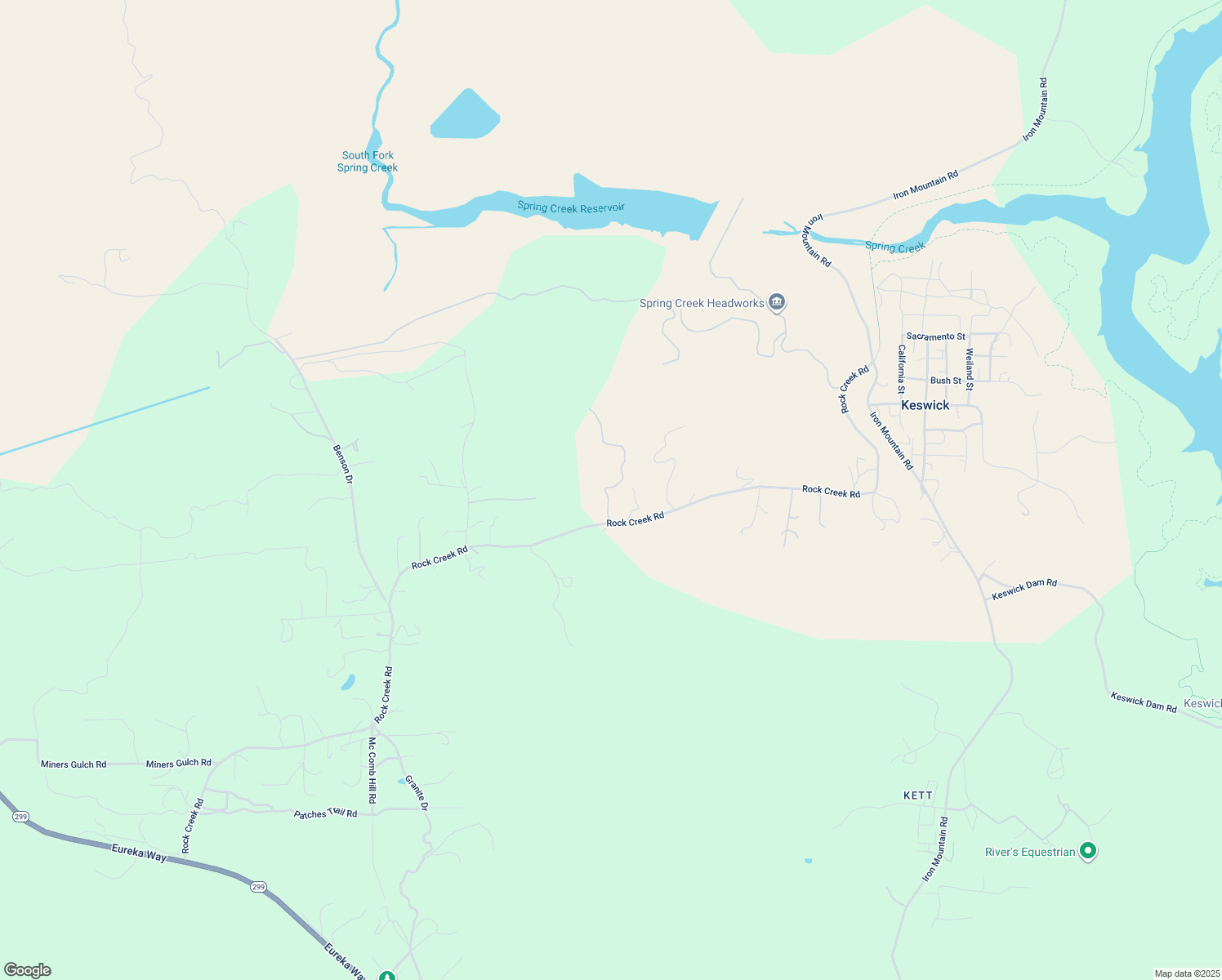 map of restaurants, bars, coffee shops, grocery stores, and more near 11494 Gold Rush Road in Redding