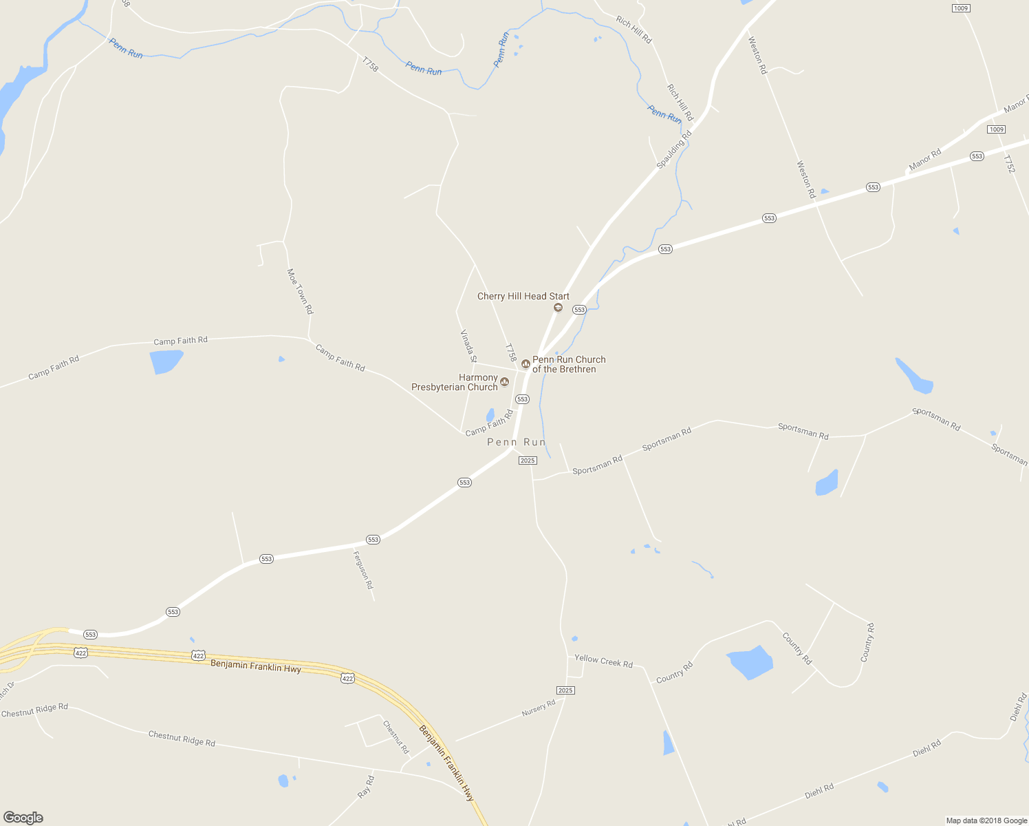map of restaurants, bars, coffee shops, grocery stores, and more near 2165 Pennsylvania 553 in Penn Run