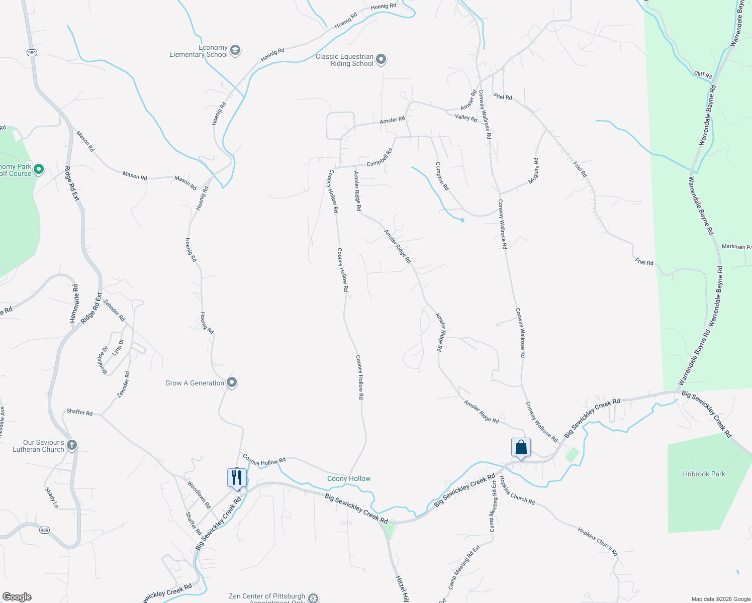 map of restaurants, bars, coffee shops, grocery stores, and more near 145 Hickory Dr in Sewickley