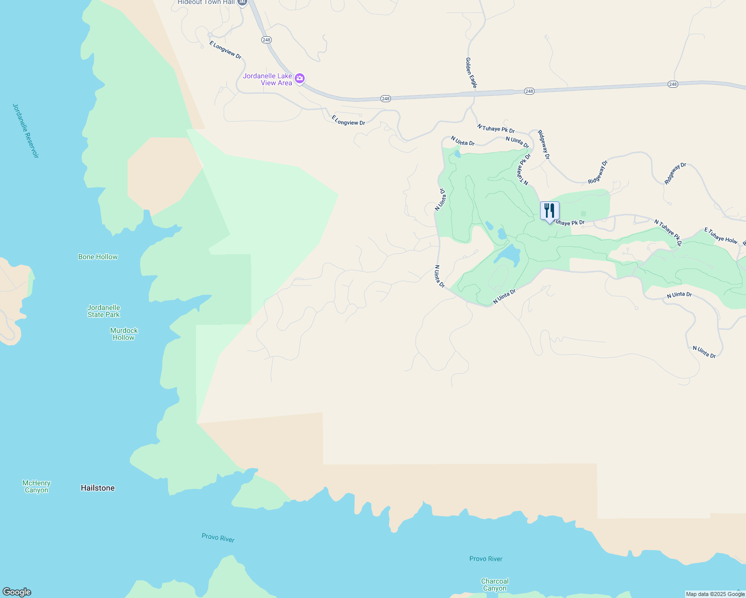 map of restaurants, bars, coffee shops, grocery stores, and more near 9315 North Daybreak Circle in Kamas