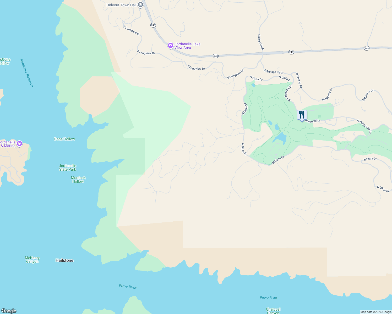map of restaurants, bars, coffee shops, grocery stores, and more near North Reservoir Drive in Wasatch County