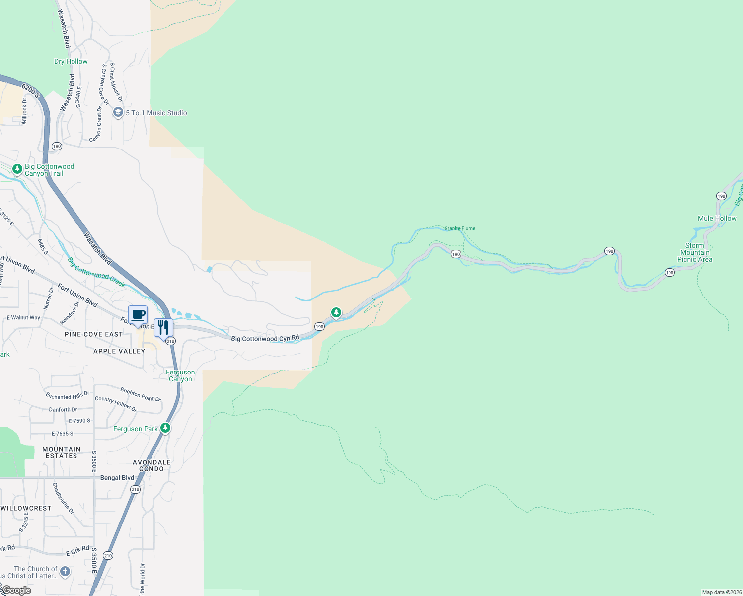 map of restaurants, bars, coffee shops, grocery stores, and more near 864 East Brookshade Lane in Murray