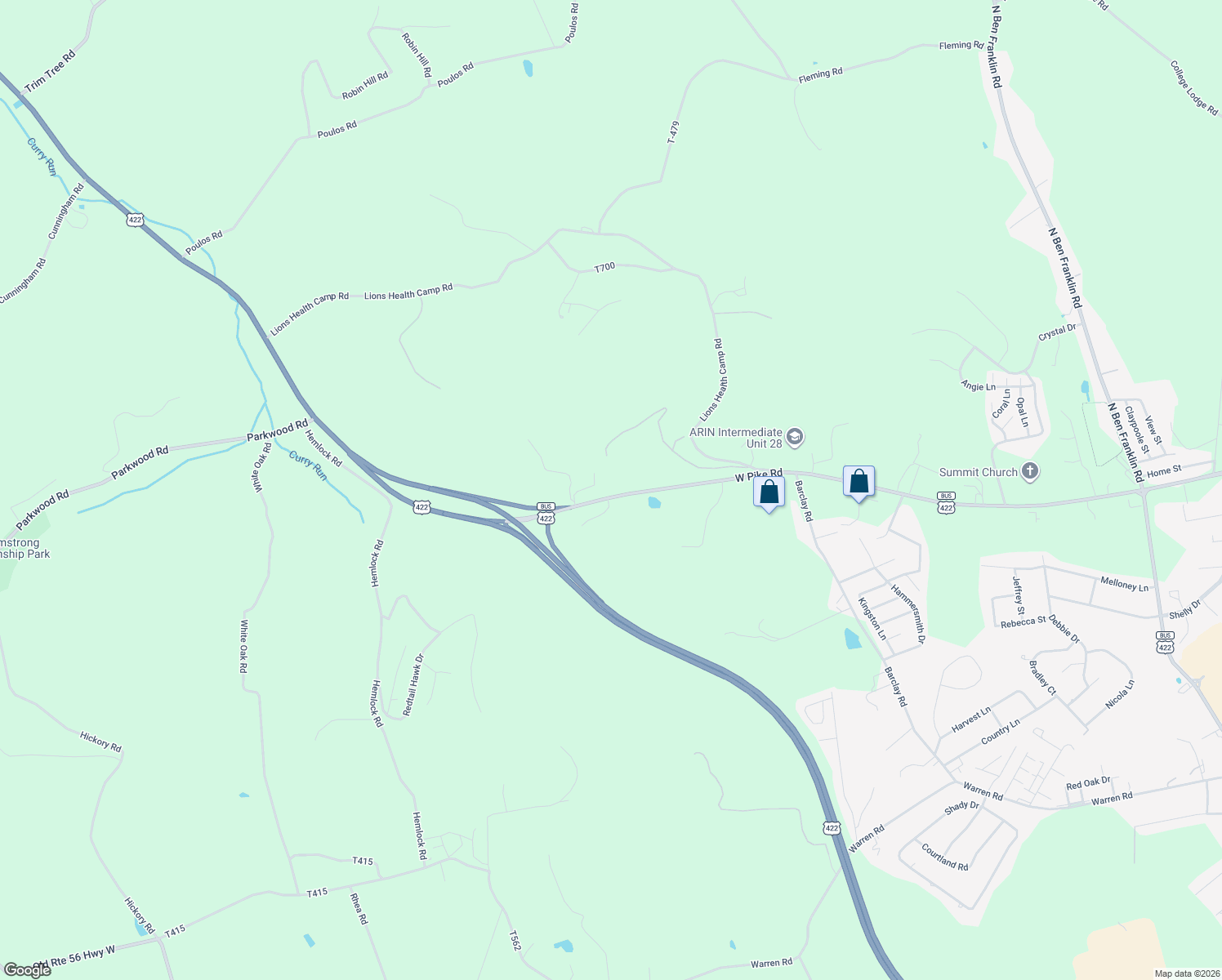map of restaurants, bars, coffee shops, grocery stores, and more near 4400 West Pike Road in Indiana