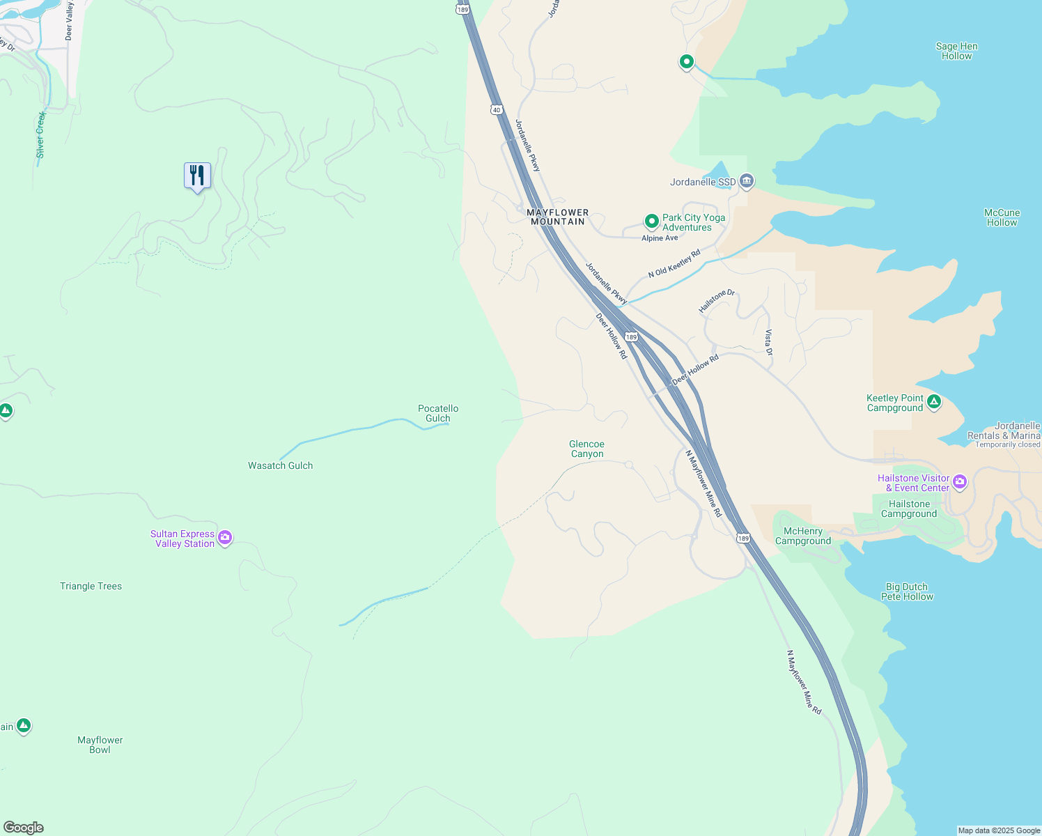 map of restaurants, bars, coffee shops, grocery stores, and more near 9413 North Blue Ledge Drive in Wasatch County