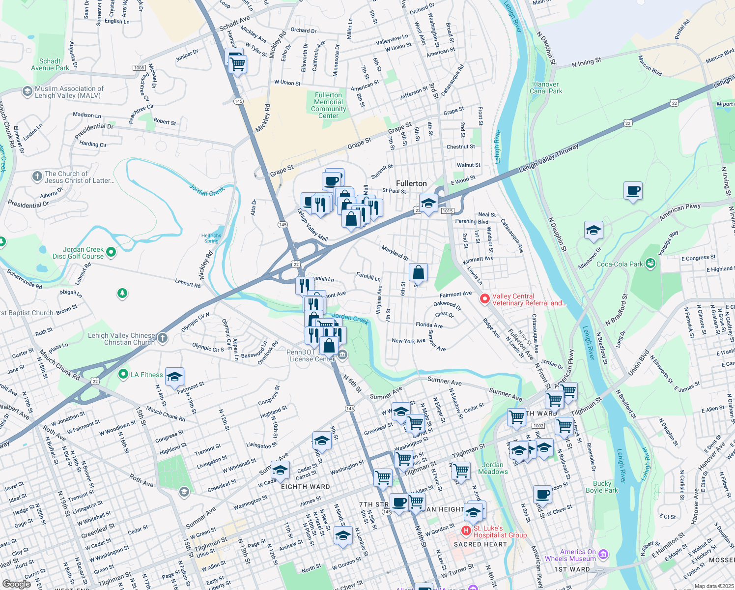 map of restaurants, bars, coffee shops, grocery stores, and more near 820 Fairmont Avenue in Fullerton