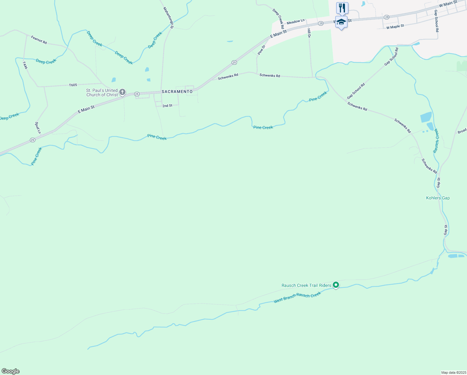 map of restaurants, bars, coffee shops, grocery stores, and more near in Hegins
