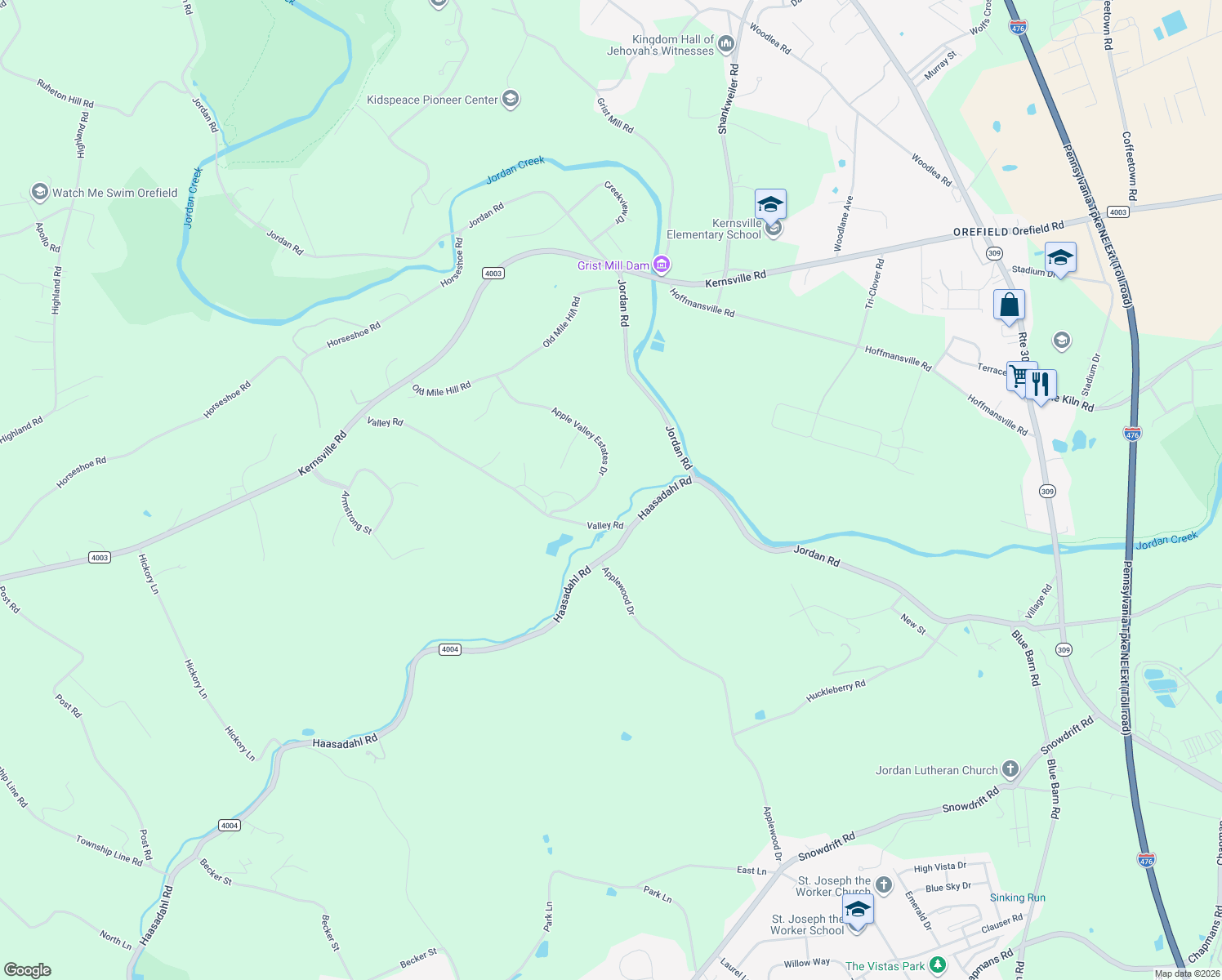 map of restaurants, bars, coffee shops, grocery stores, and more near 2695 Apple Valley Estates Drive in Lehigh County
