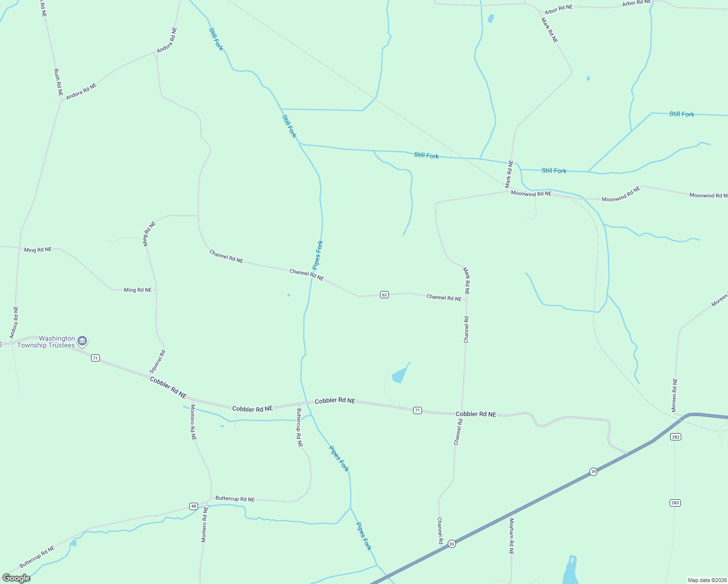 map of restaurants, bars, coffee shops, grocery stores, and more near 3300 Channel Road Northeast in Carrollton