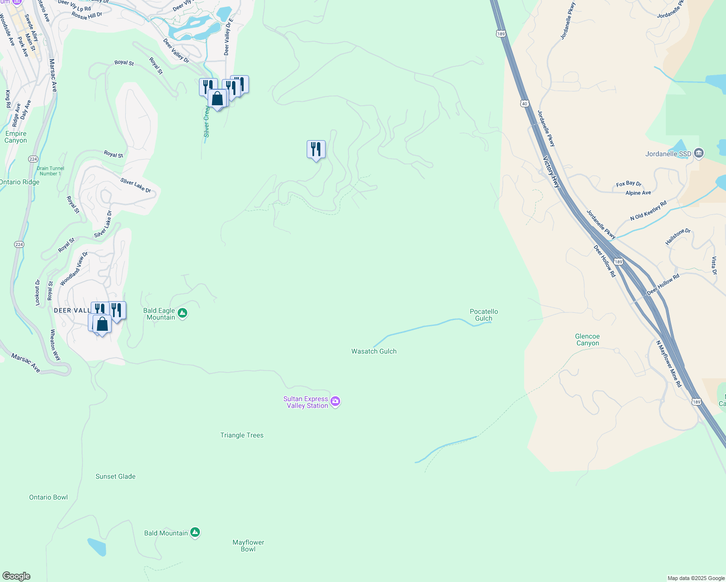 map of restaurants, bars, coffee shops, grocery stores, and more near 3151 Home Run Court in Heber City