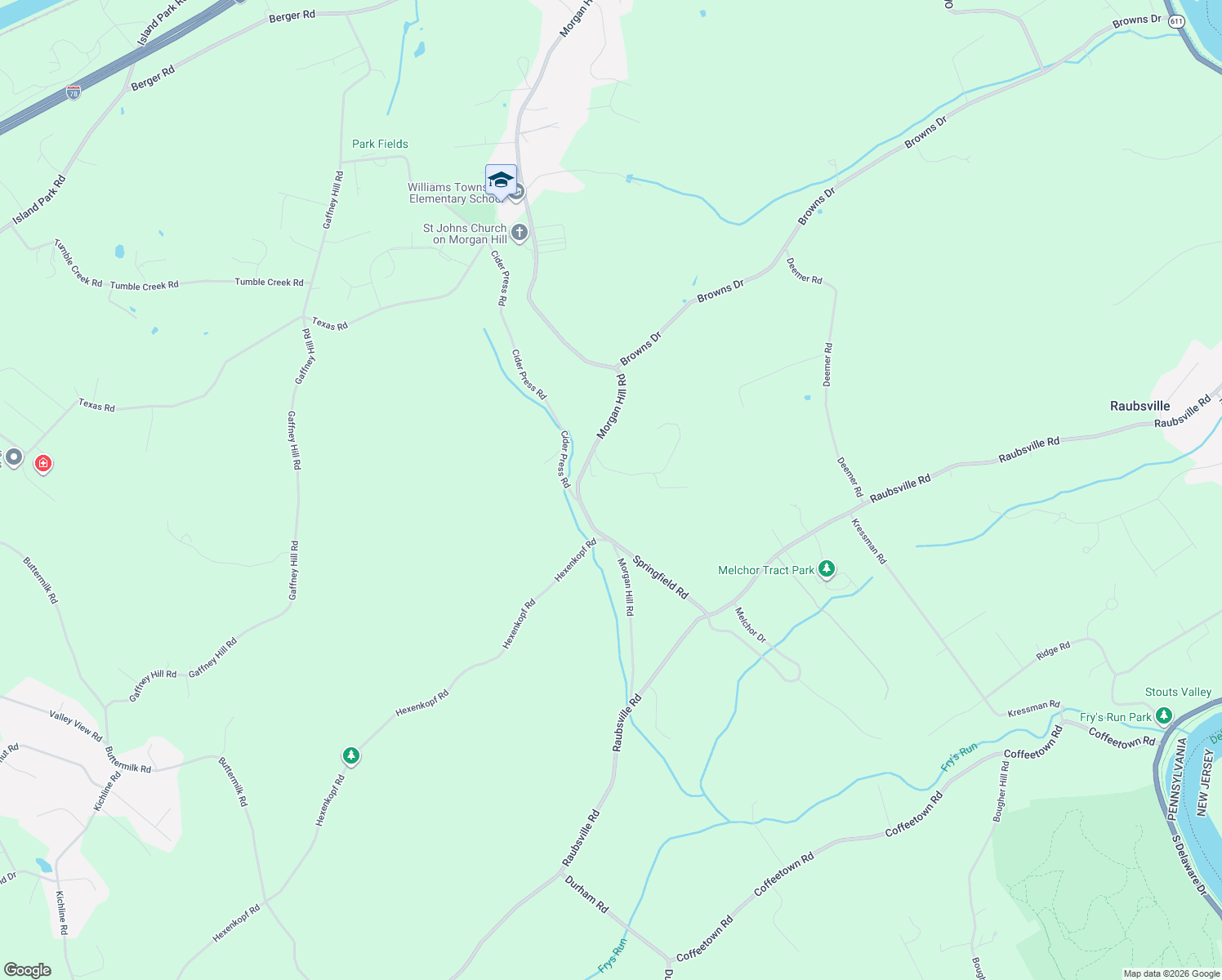map of restaurants, bars, coffee shops, grocery stores, and more near 3125 Morgan Hill Road in Northampton County