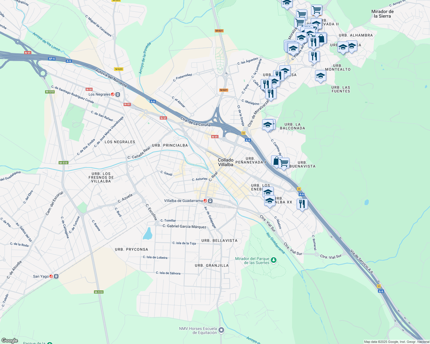map of restaurants, bars, coffee shops, grocery stores, and more near 1 Calle la Venta in Collado Villalba