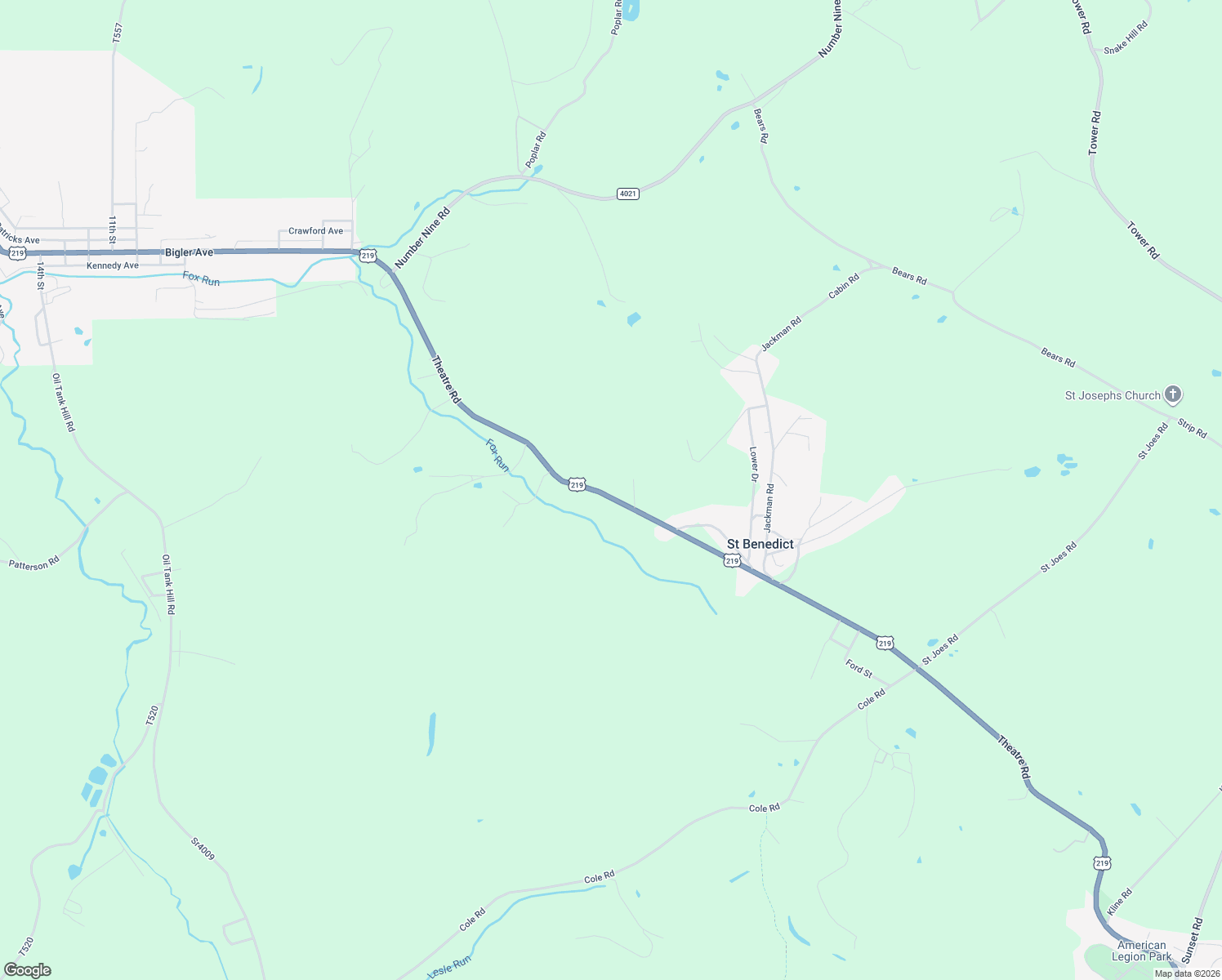 map of restaurants, bars, coffee shops, grocery stores, and more near Theatre Rd in Cambria