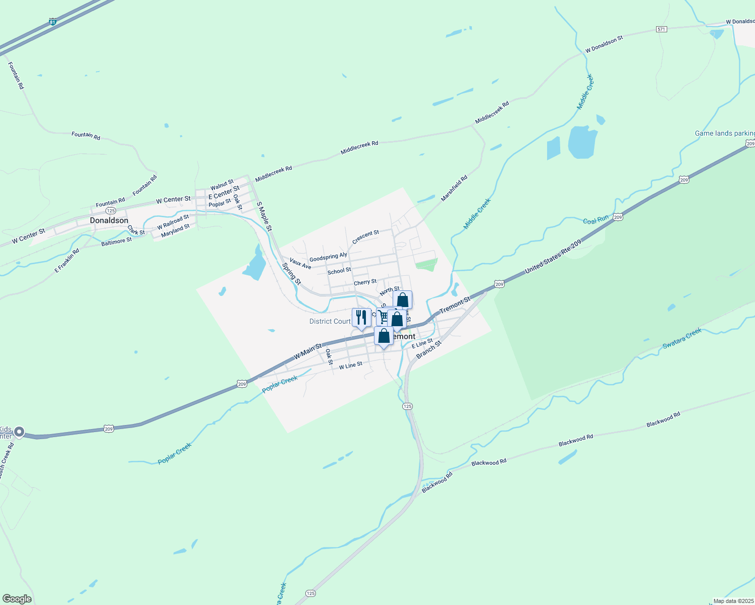 map of restaurants, bars, coffee shops, grocery stores, and more near 67 Spring St in Tremont