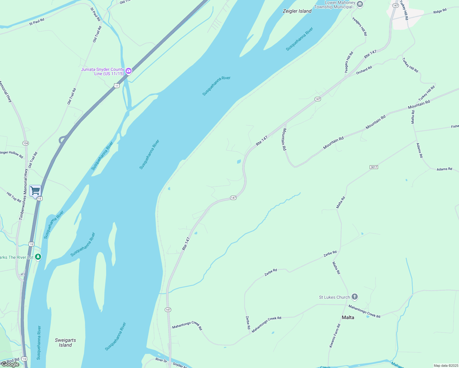 map of restaurants, bars, coffee shops, grocery stores, and more near 927 Street Route in Dalmatia