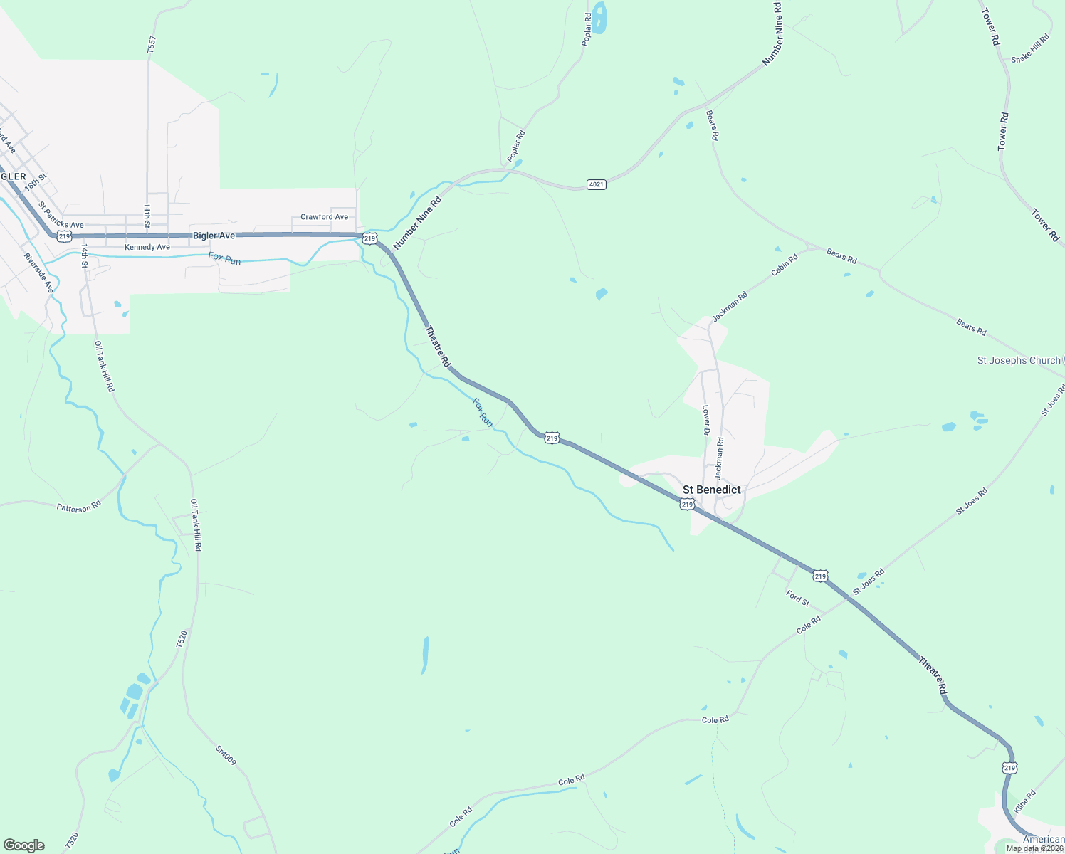 map of restaurants, bars, coffee shops, grocery stores, and more near Theatre Rd in Cambria