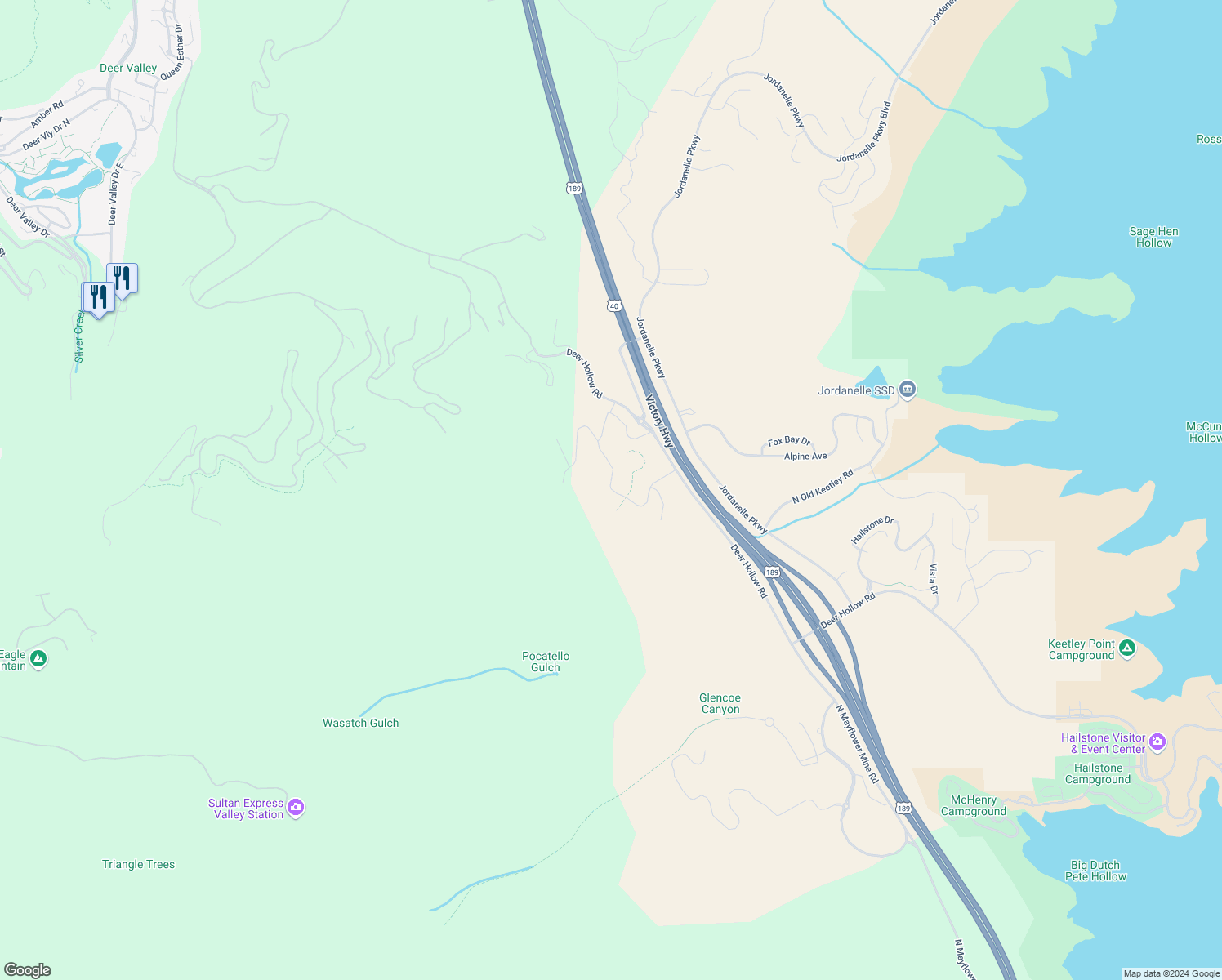 map of restaurants, bars, coffee shops, grocery stores, and more near 2243 West Sonder Way in Park City