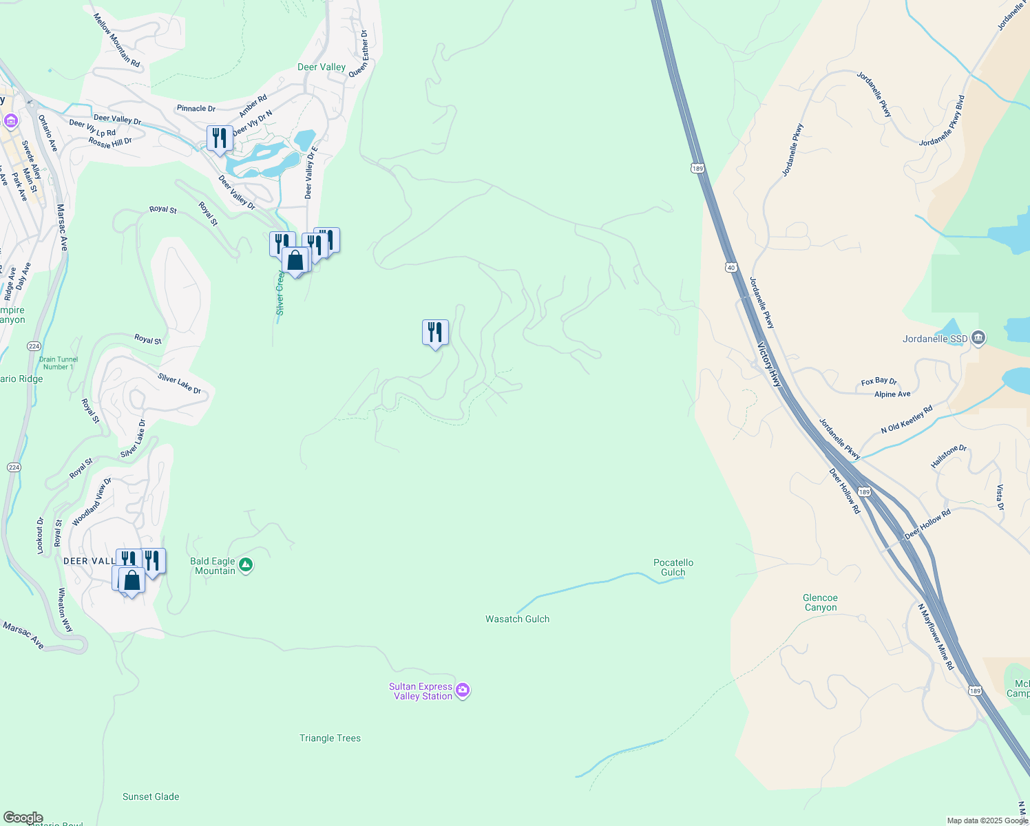 map of restaurants, bars, coffee shops, grocery stores, and more near 3151 Home Run Court in Heber City
