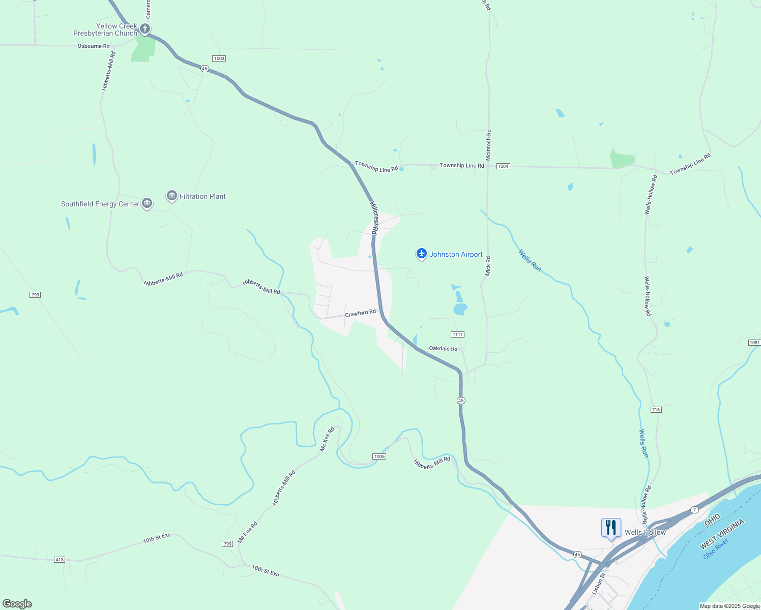 map of restaurants, bars, coffee shops, grocery stores, and more near 1309 Hillcrest Rd in Wellsville