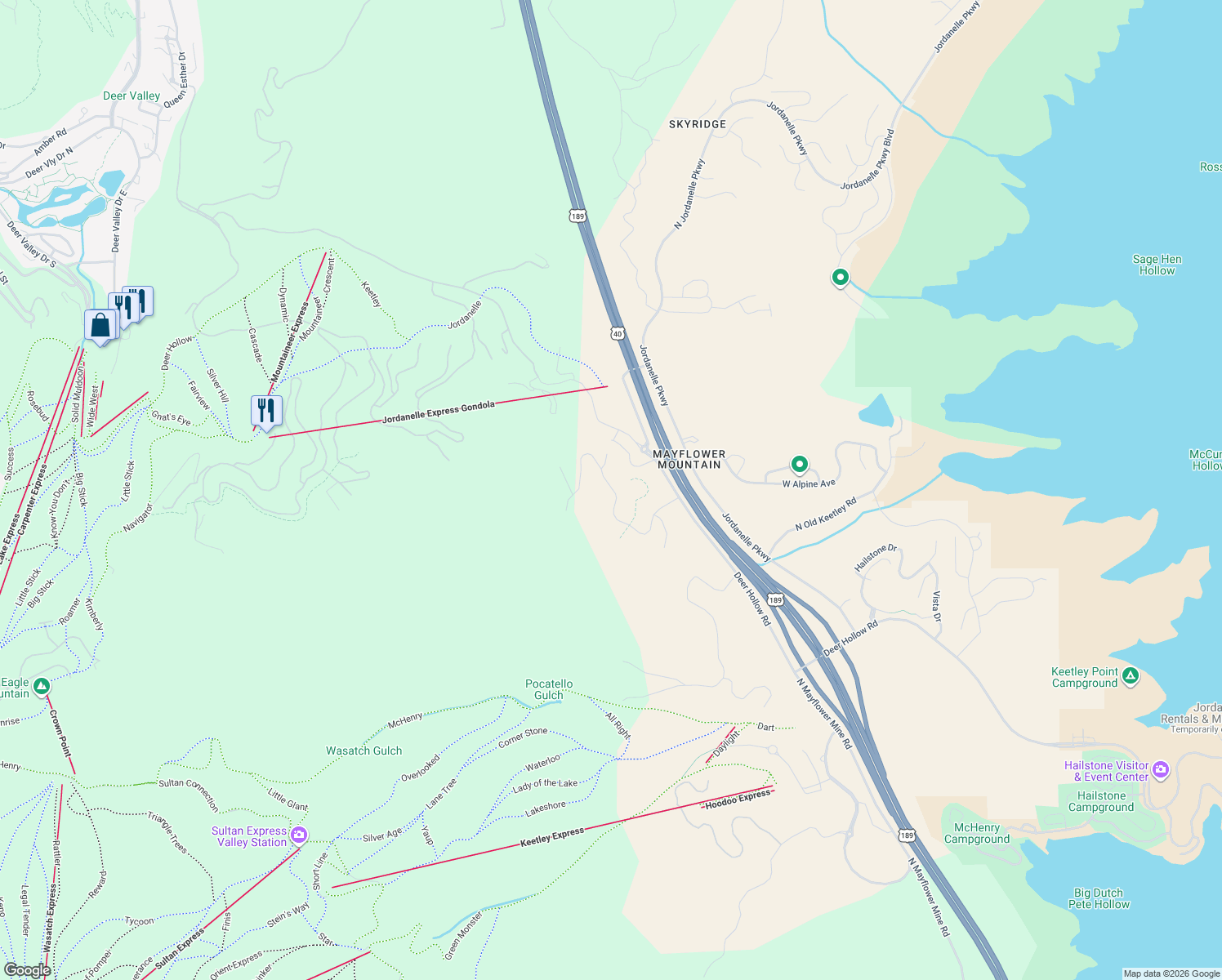 map of restaurants, bars, coffee shops, grocery stores, and more near 2281 West Sonder Way in Park City