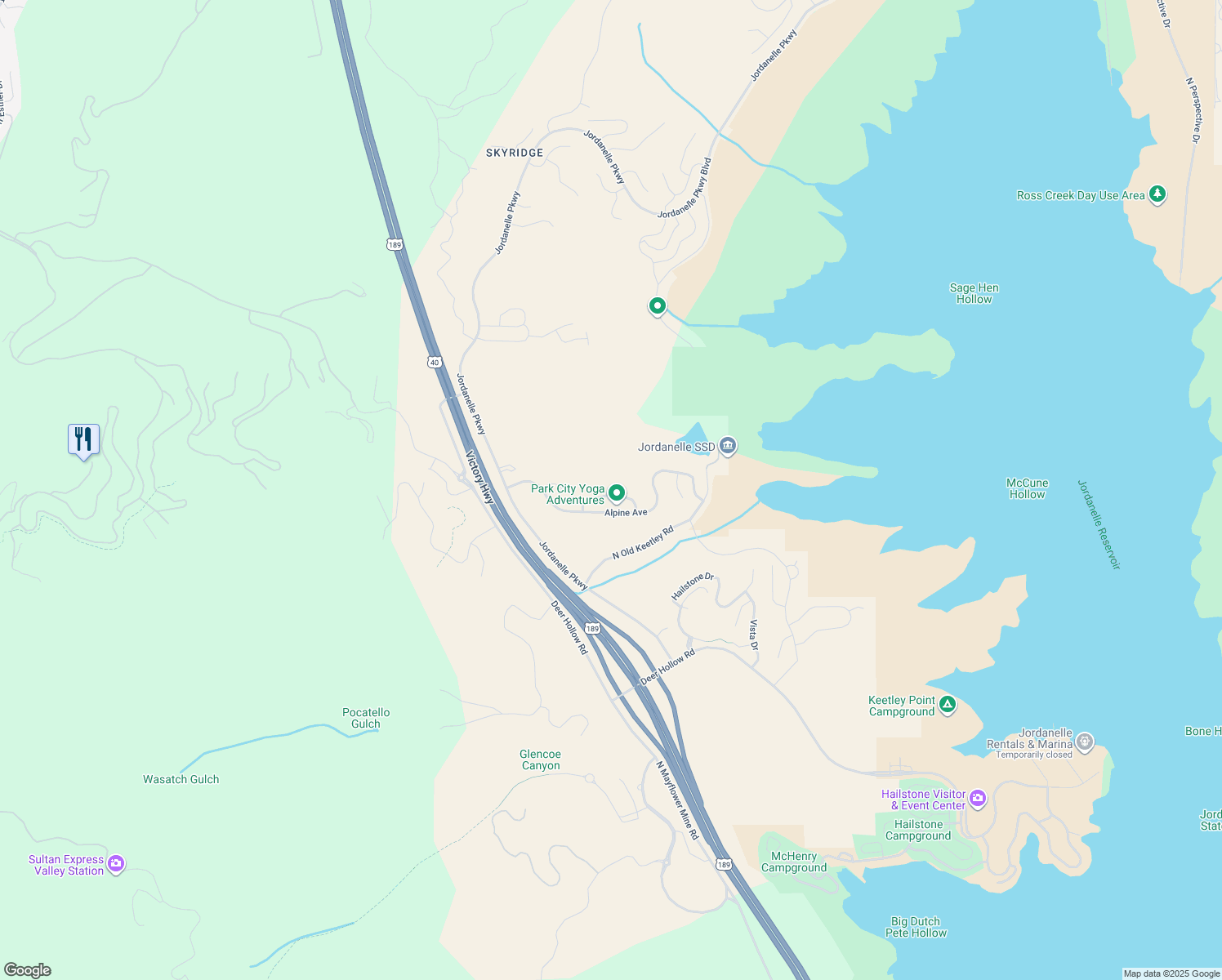 map of restaurants, bars, coffee shops, grocery stores, and more near 1756 Fox Bay Drive in Heber City