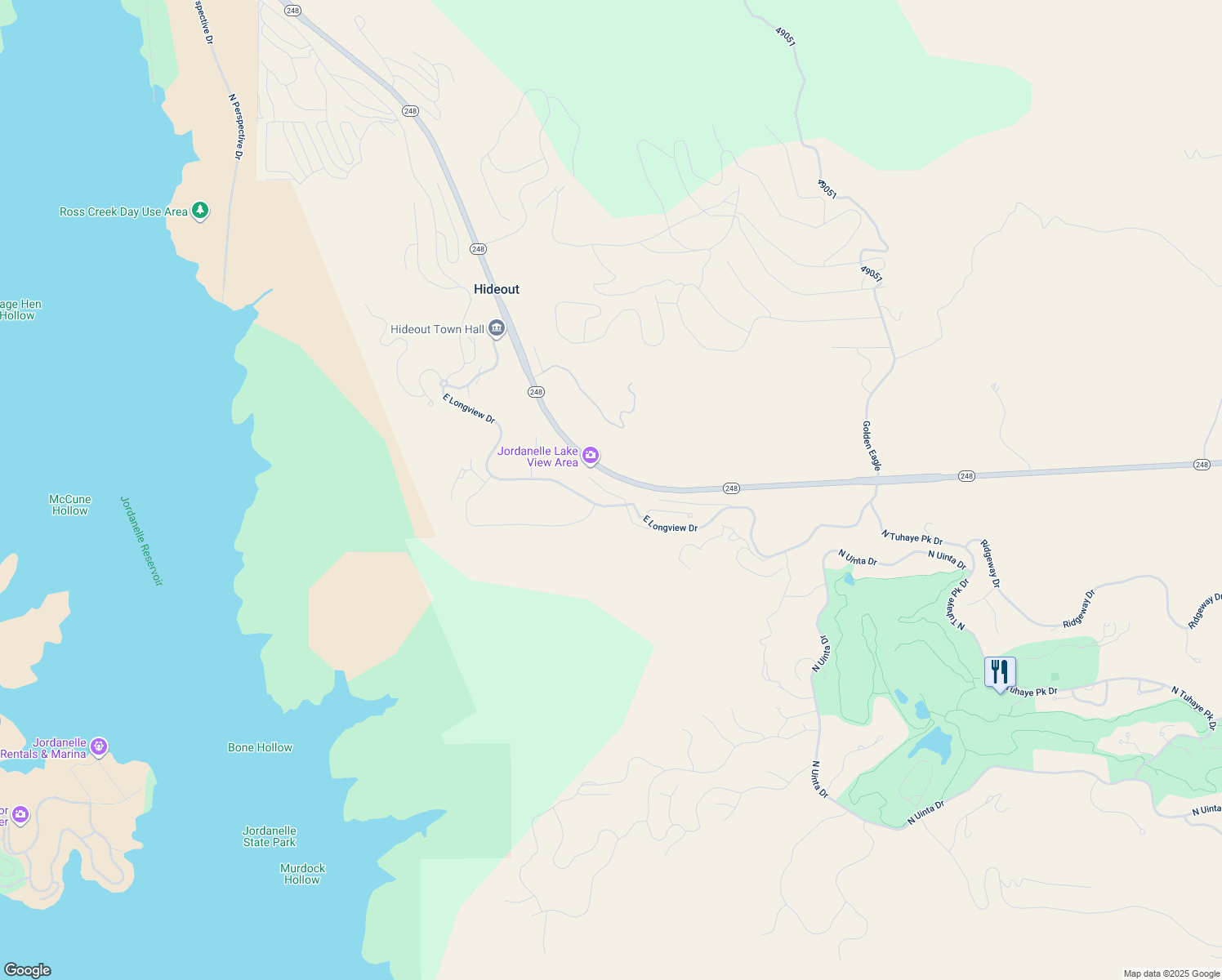 map of restaurants, bars, coffee shops, grocery stores, and more near 10352 North Sightline Circle in Hideout