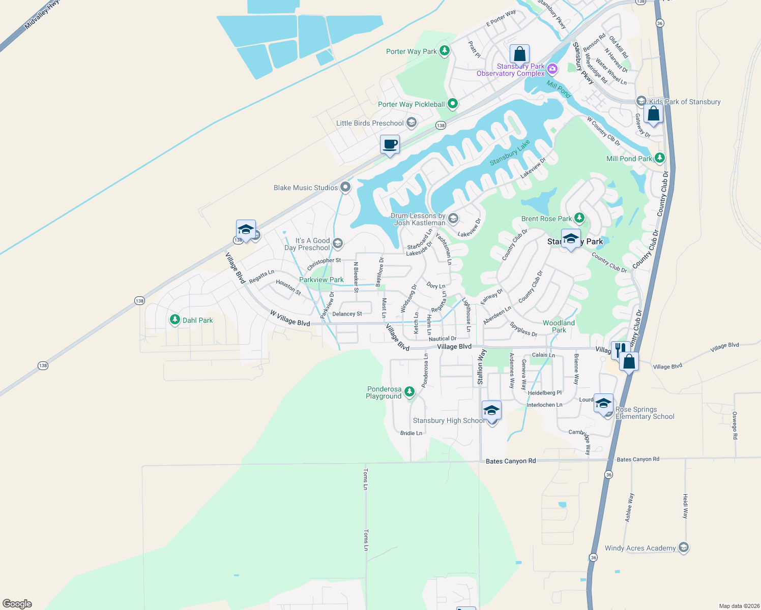 map of restaurants, bars, coffee shops, grocery stores, and more near 5757 Mast Lane in Stansbury Park