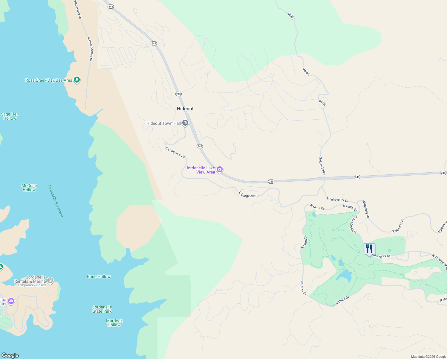 map of restaurants, bars, coffee shops, grocery stores, and more near 10376 North Sightline Circle in Hideout