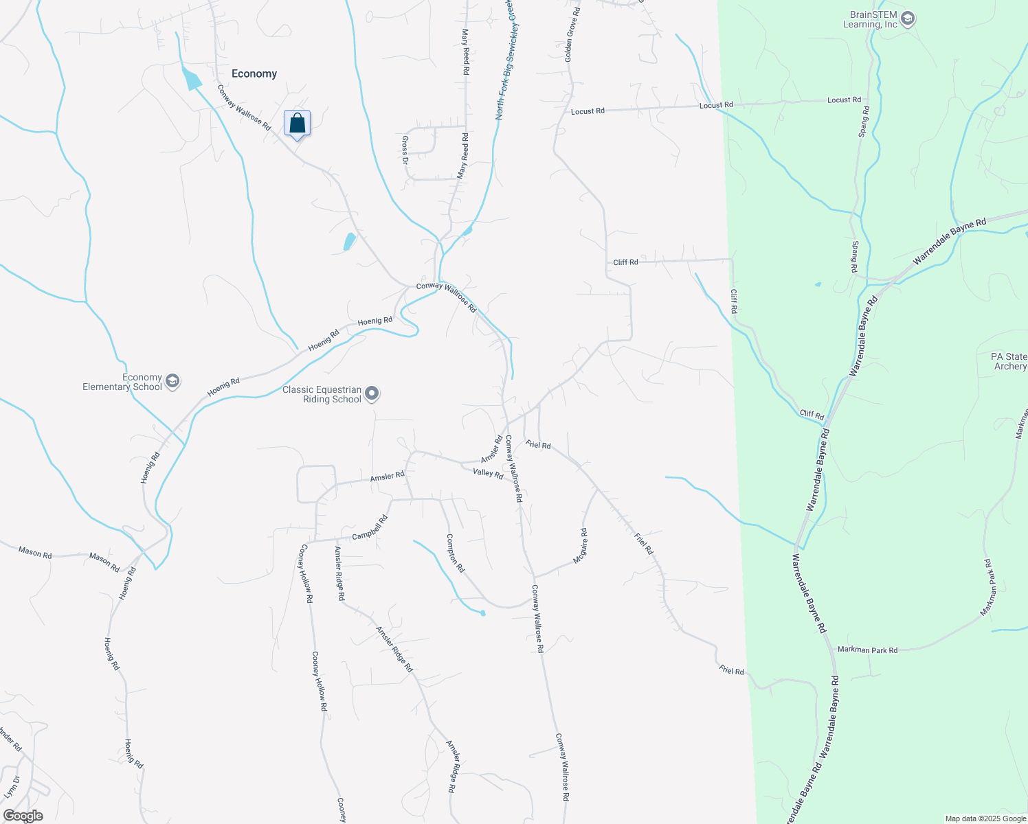 map of restaurants, bars, coffee shops, grocery stores, and more near 104 Wallrose Heights Road in Baden