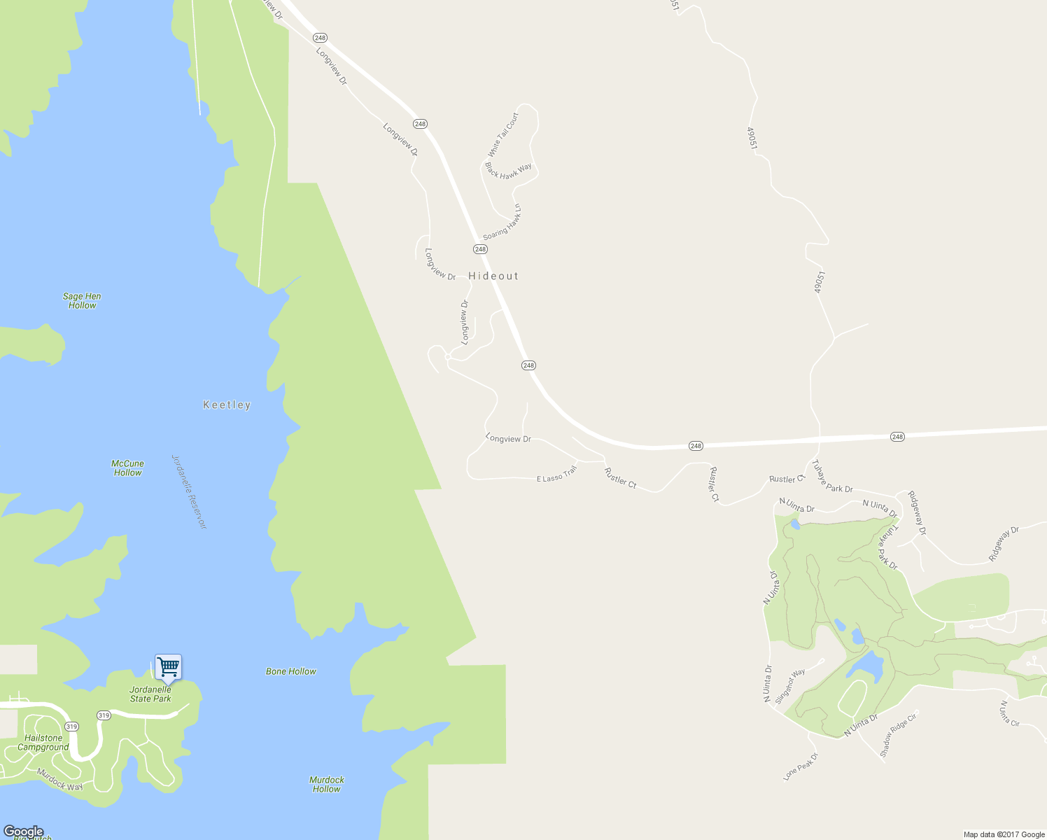 map of restaurants, bars, coffee shops, grocery stores, and more near Forevermore Court in Hideout