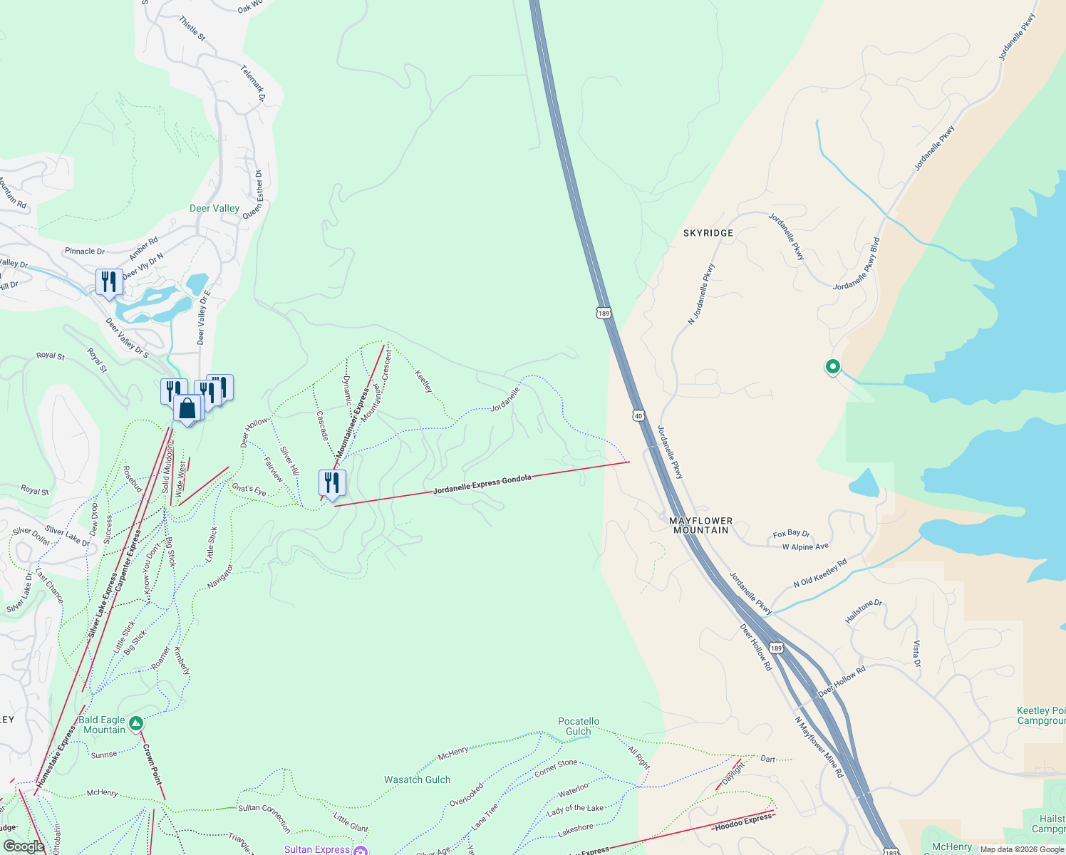map of restaurants, bars, coffee shops, grocery stores, and more near 2670 West Deer Hollow Court in Heber City