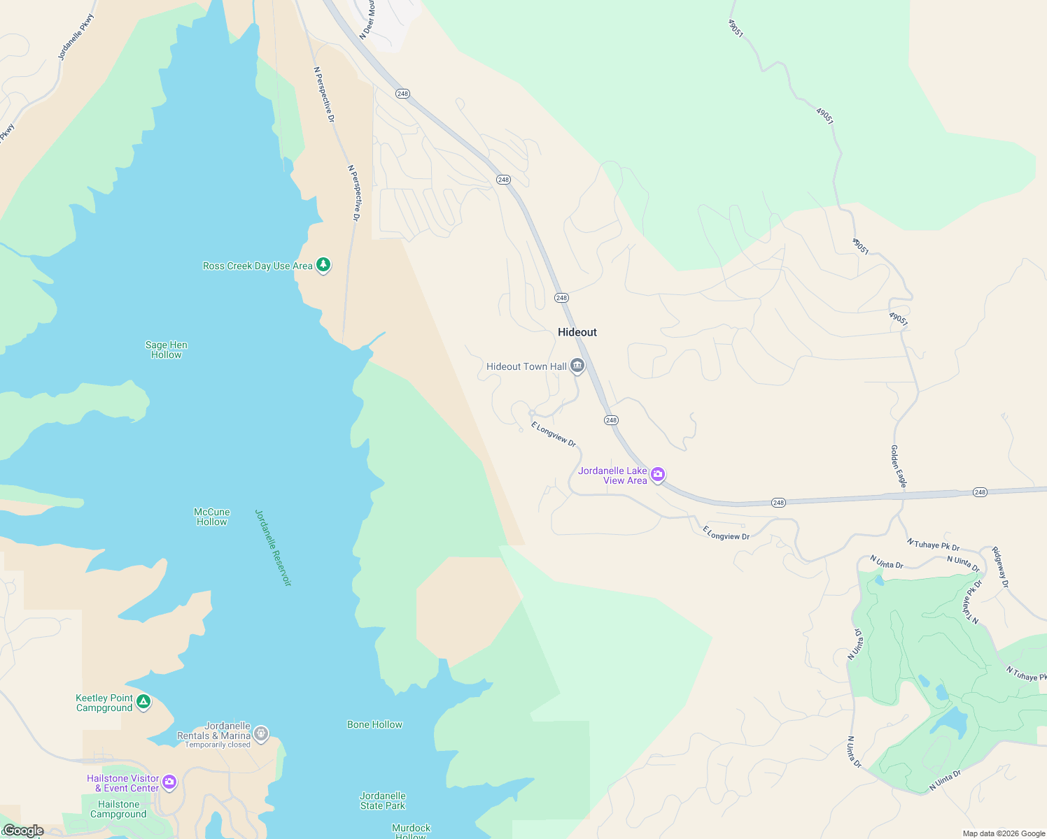 map of restaurants, bars, coffee shops, grocery stores, and more near 10725 North Hideout Trail in Hideout