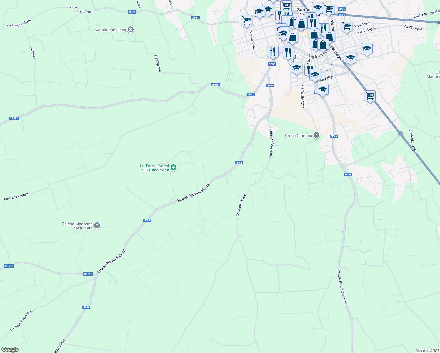 map of restaurants, bars, coffee shops, grocery stores, and more near in Province of Brindisi