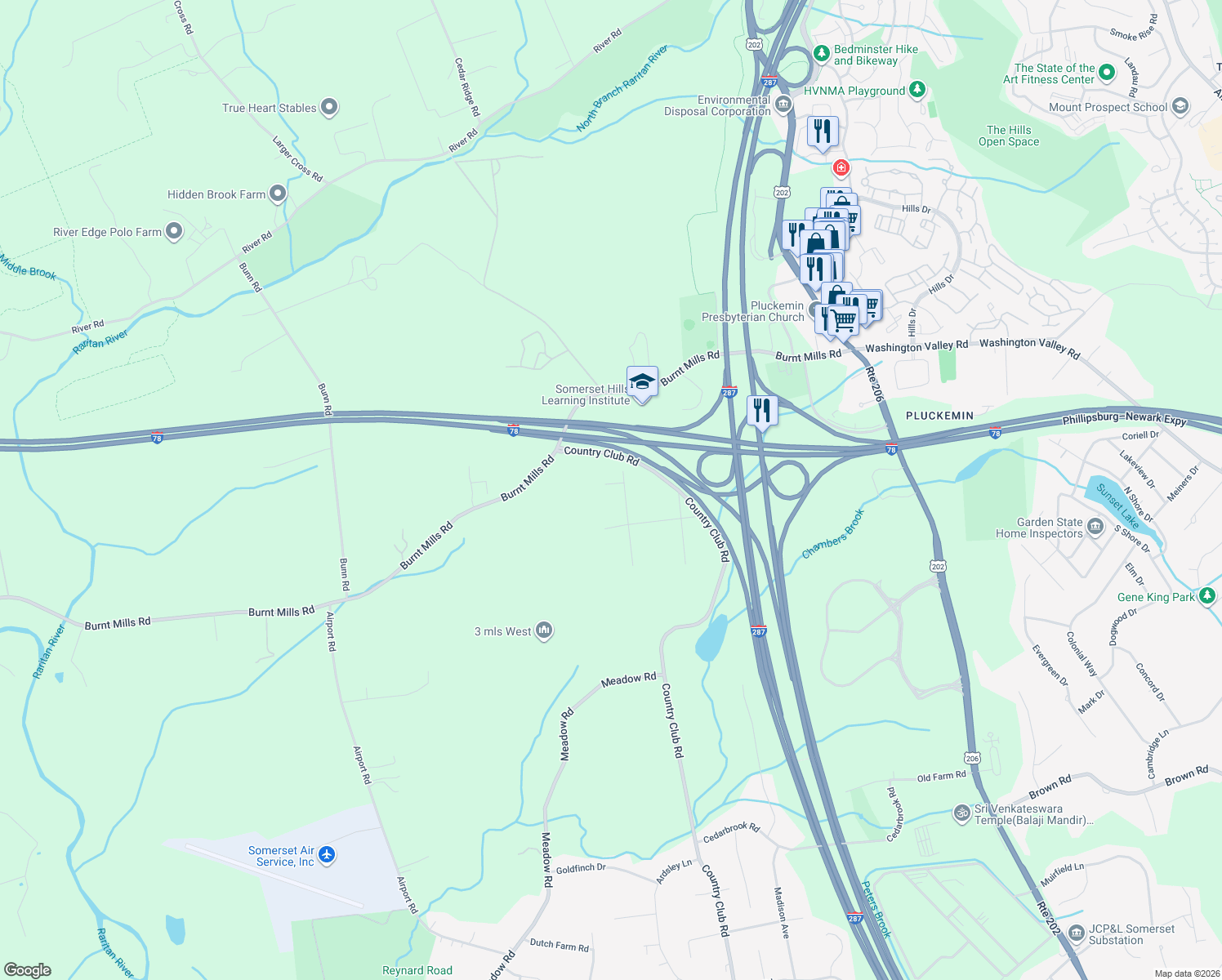 map of restaurants, bars, coffee shops, grocery stores, and more near 54 Somerset Terrace in Bedminster