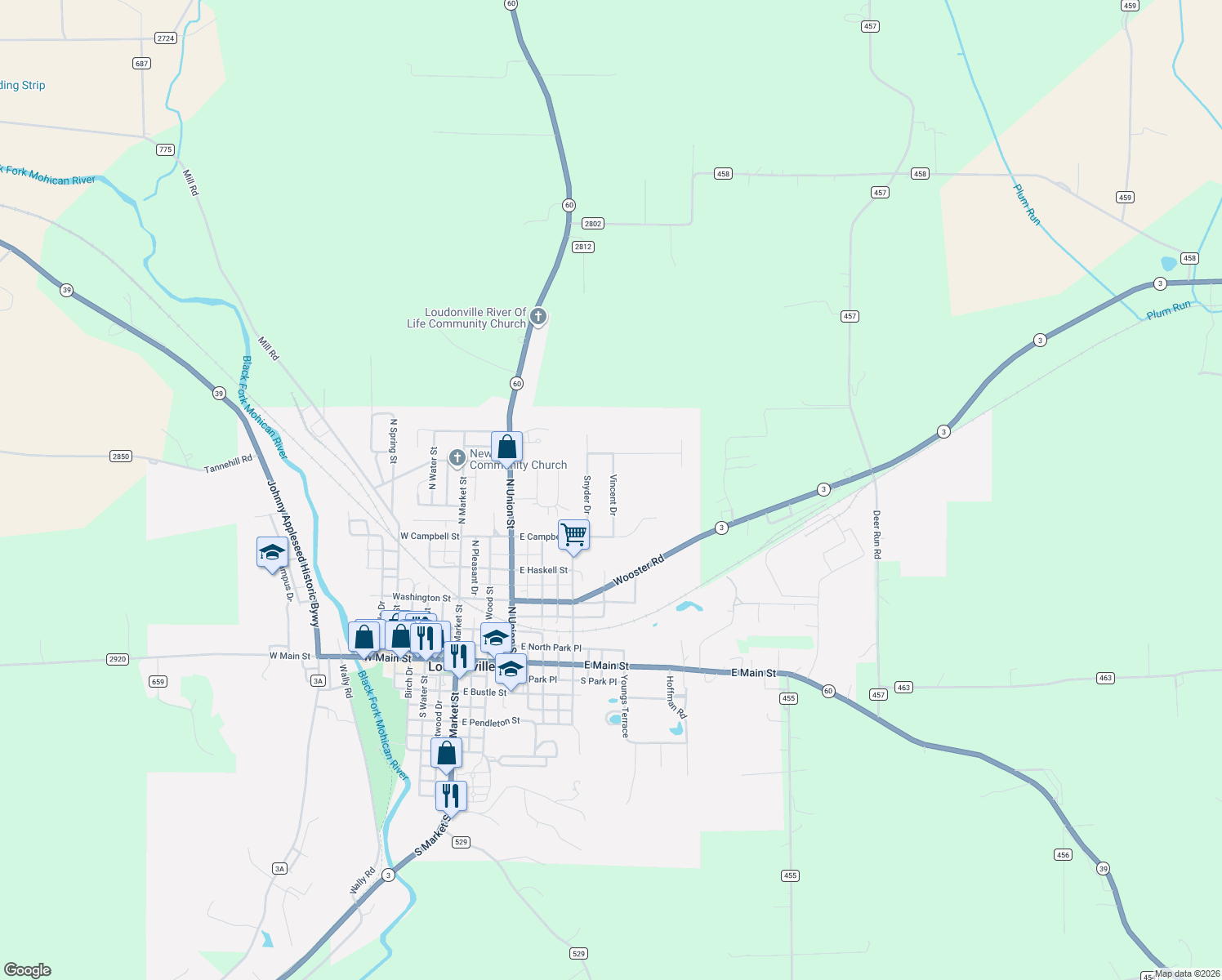 map of restaurants, bars, coffee shops, grocery stores, and more near 545 Vincent Dr in Loudonville