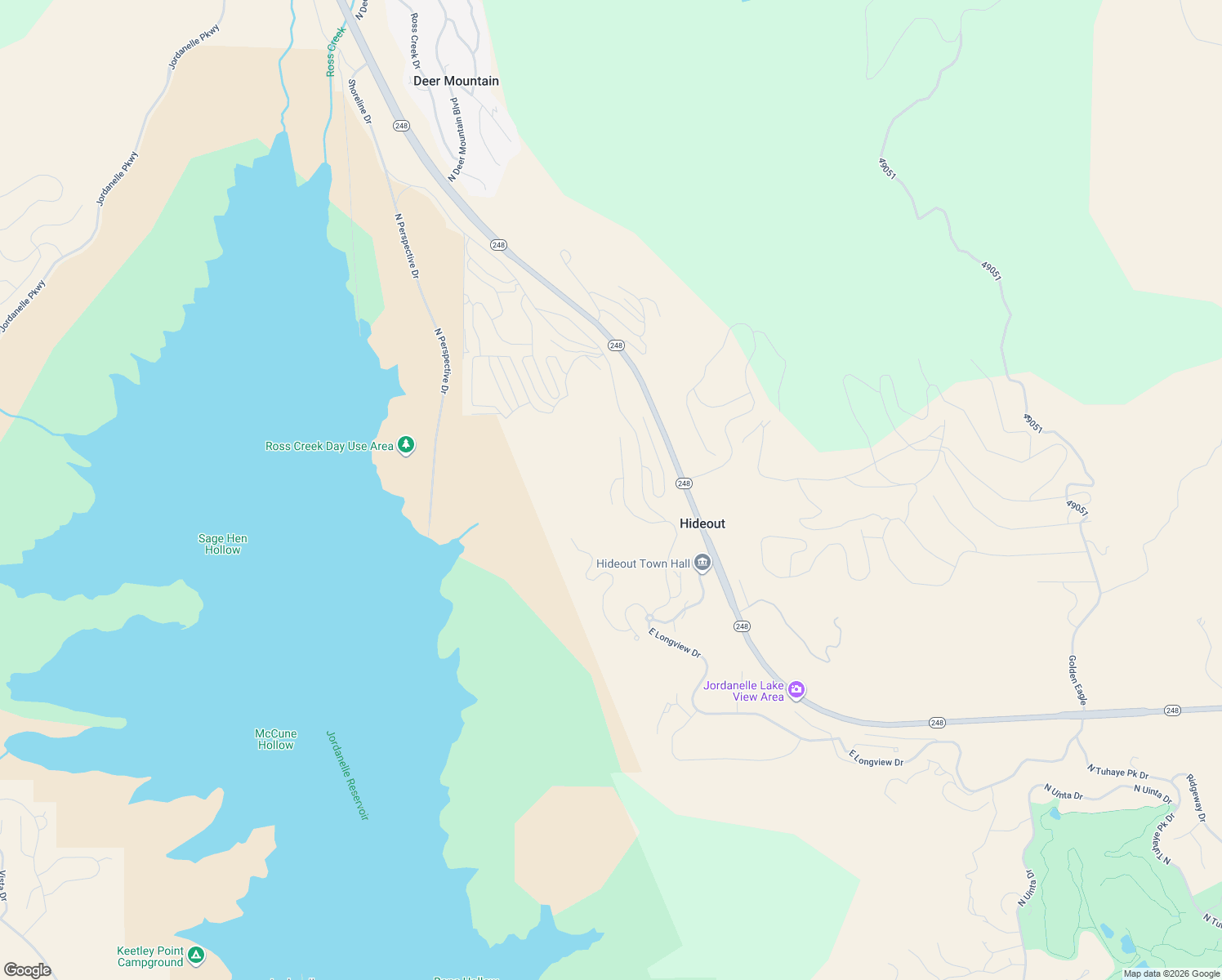 map of restaurants, bars, coffee shops, grocery stores, and more near Lariat Court in Hideout