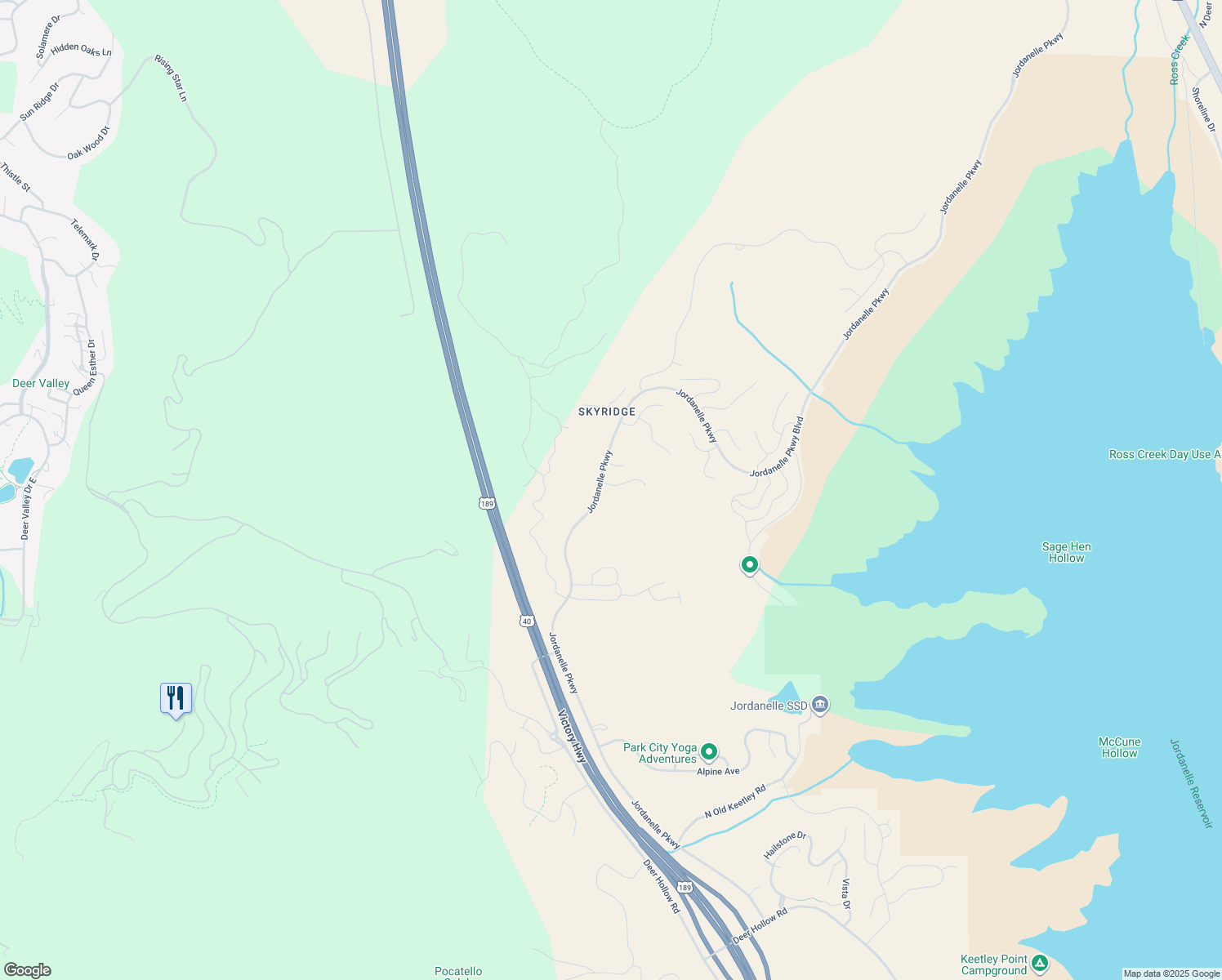 map of restaurants, bars, coffee shops, grocery stores, and more near 1983 West Dotterel Circle in Park City