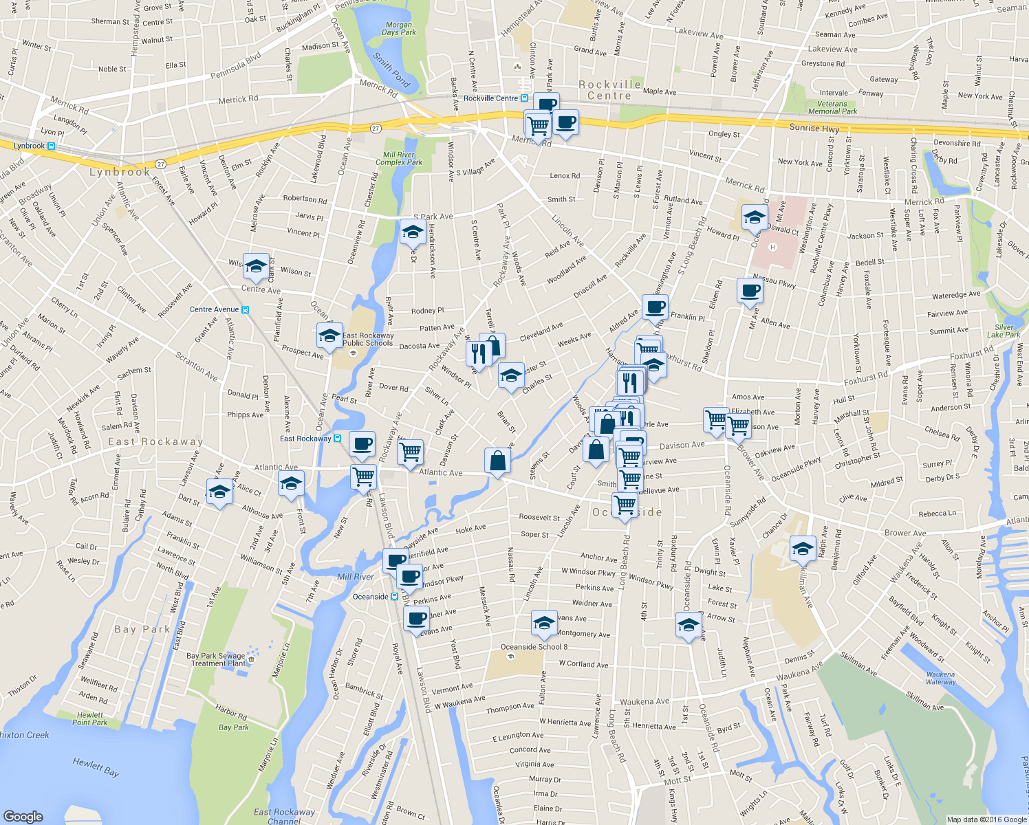 map of restaurants, bars, coffee shops, grocery stores, and more near 2901-2965 Charles St in Oceanside