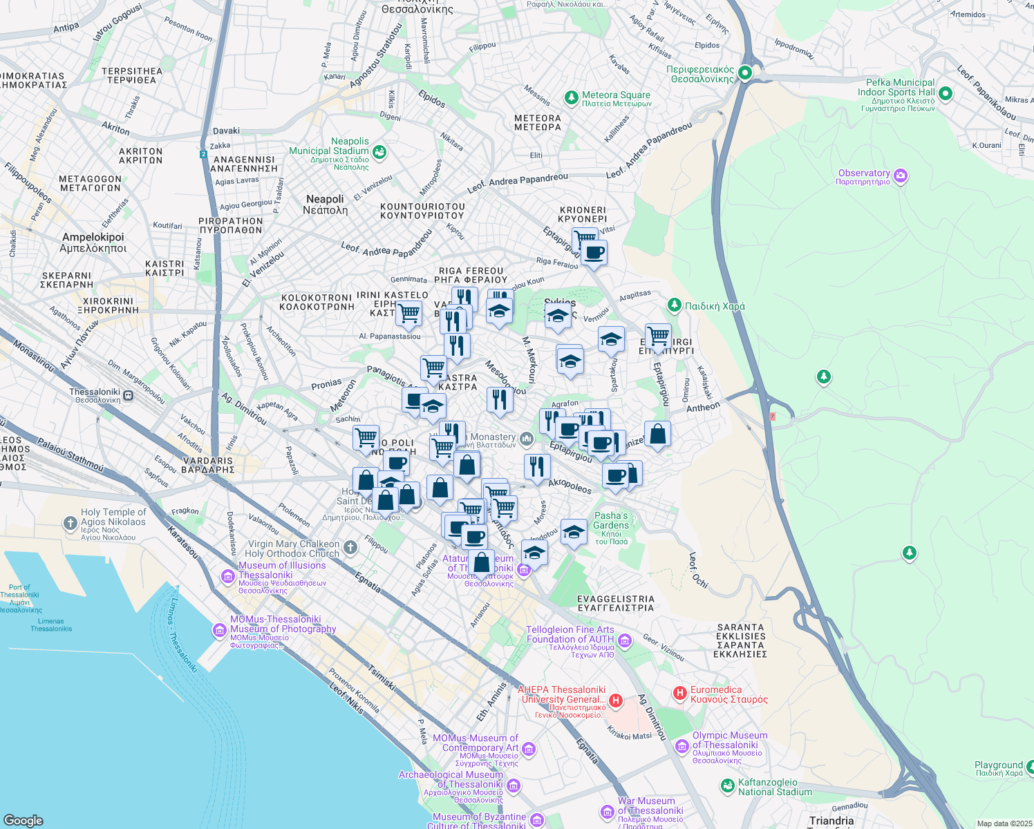 map of restaurants, bars, coffee shops, grocery stores, and more near in Sikies
