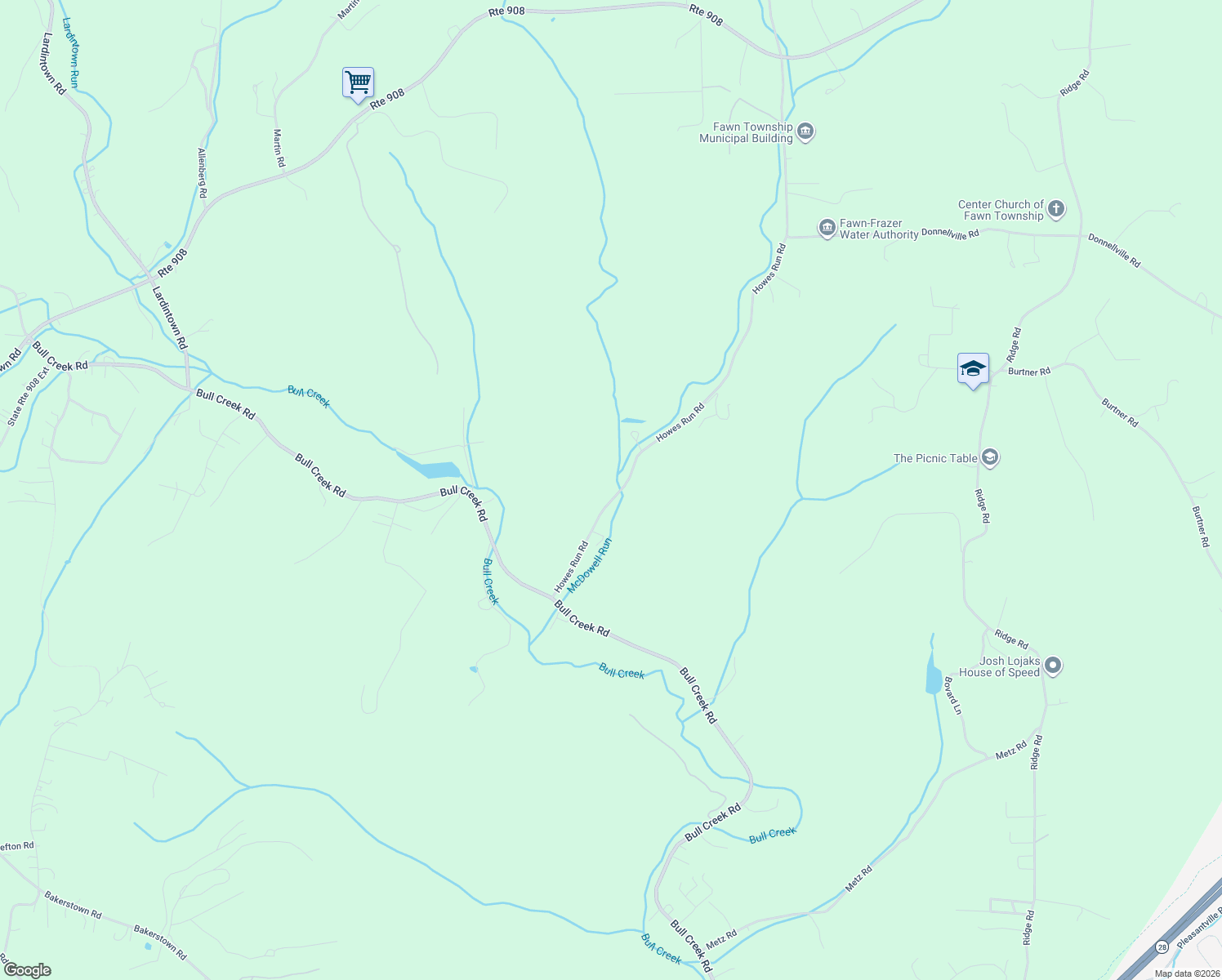 map of restaurants, bars, coffee shops, grocery stores, and more near 819 Howes Run Road in Tarentum