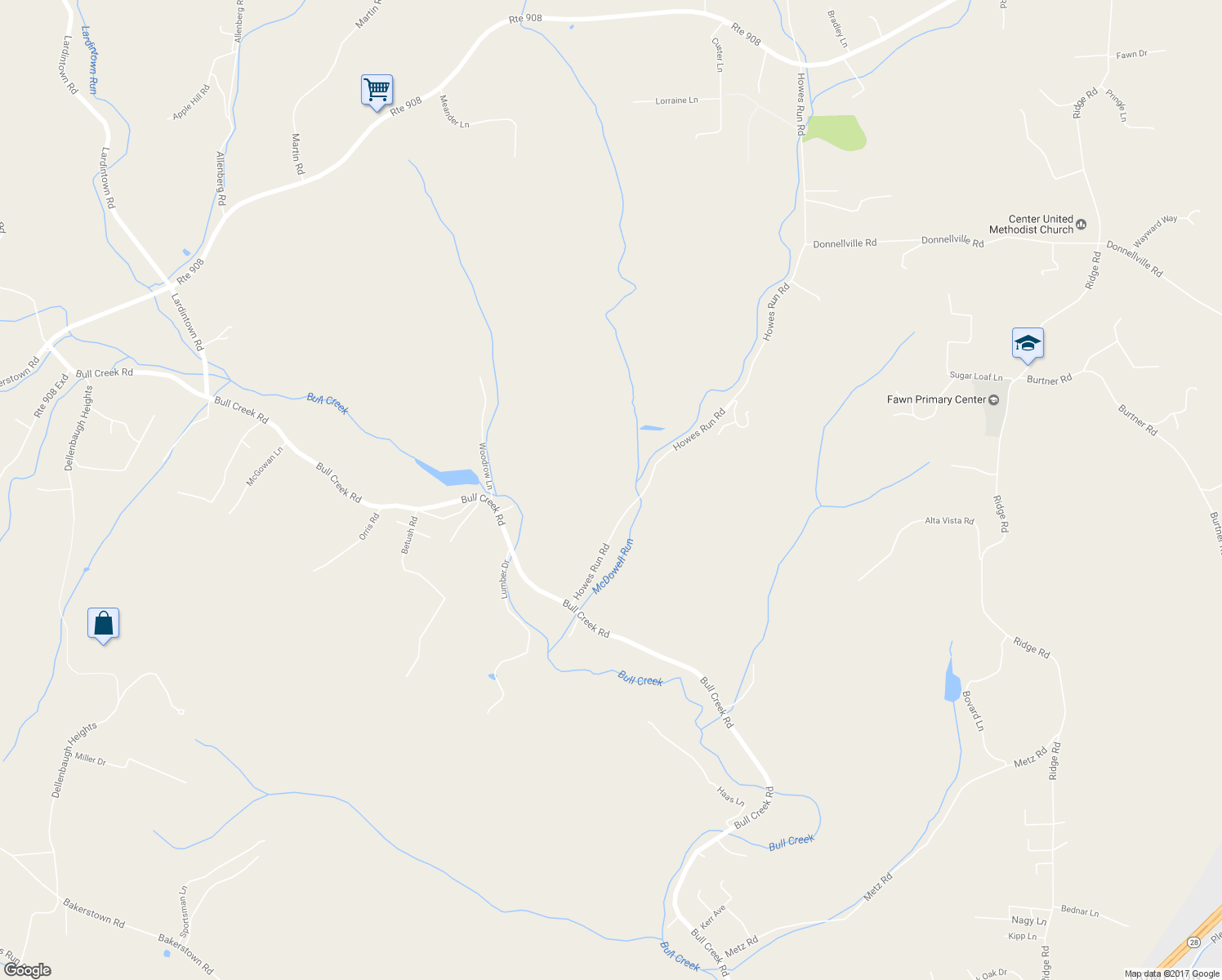 map of restaurants, bars, coffee shops, grocery stores, and more near 819 Howes Run Road in Tarentum