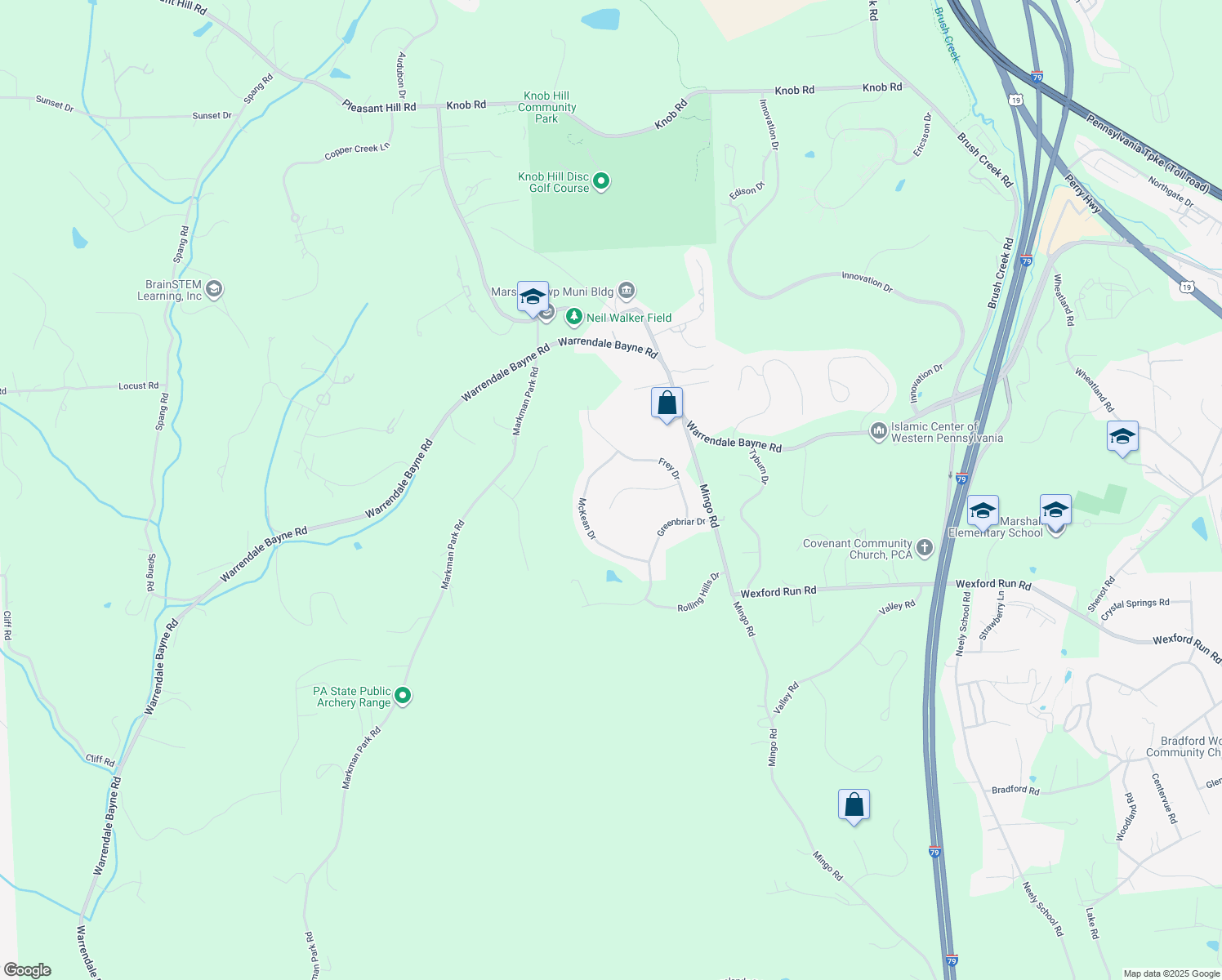 map of restaurants, bars, coffee shops, grocery stores, and more near 511 Hickory Ct in Wexford