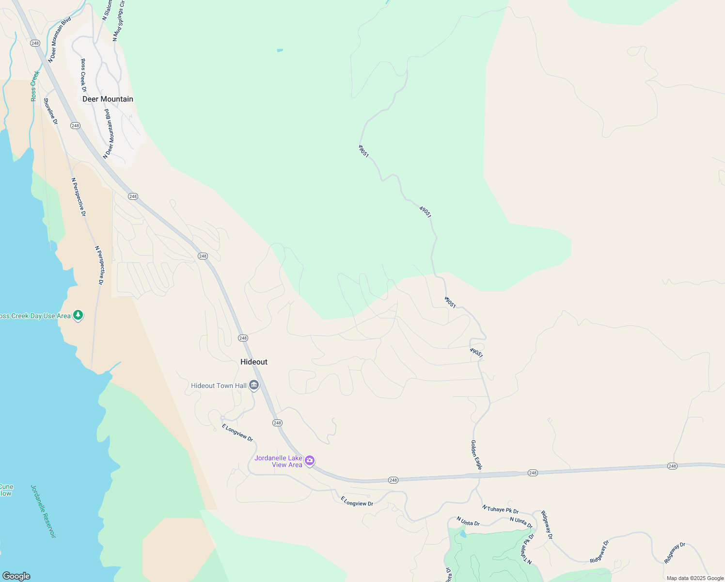 map of restaurants, bars, coffee shops, grocery stores, and more near 1703 East Outlaw Road in Hideout