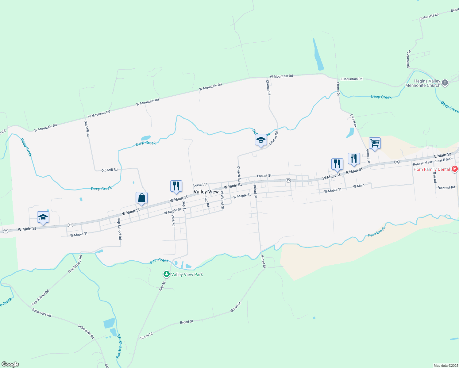 map of restaurants, bars, coffee shops, grocery stores, and more near 920 West Main Street in Valley View