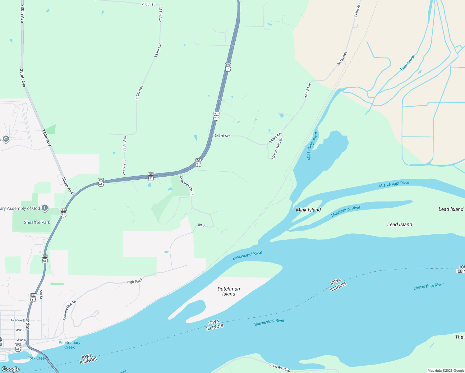 map of restaurants, bars, coffee shops, grocery stores, and more near 3335 213th Street in Fort Madison