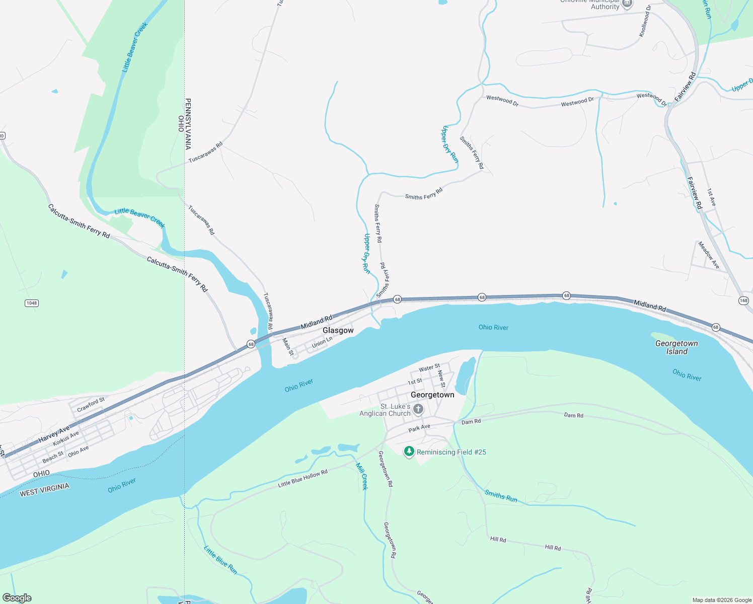 map of restaurants, bars, coffee shops, grocery stores, and more near 300-302 Smiths Ferry Rd in Midland