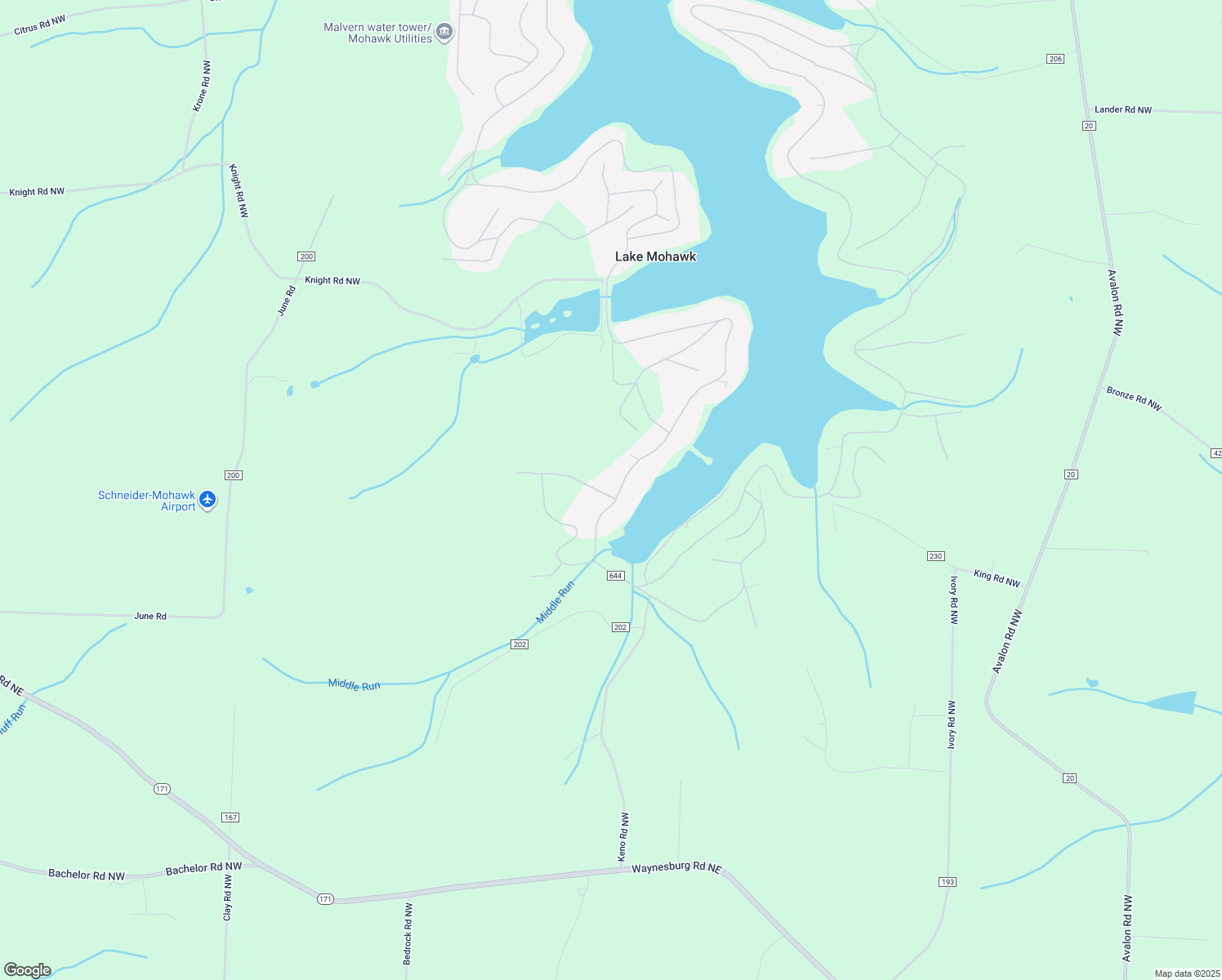 map of restaurants, bars, coffee shops, grocery stores, and more near 575 West Mohawk Drive in Malvern
